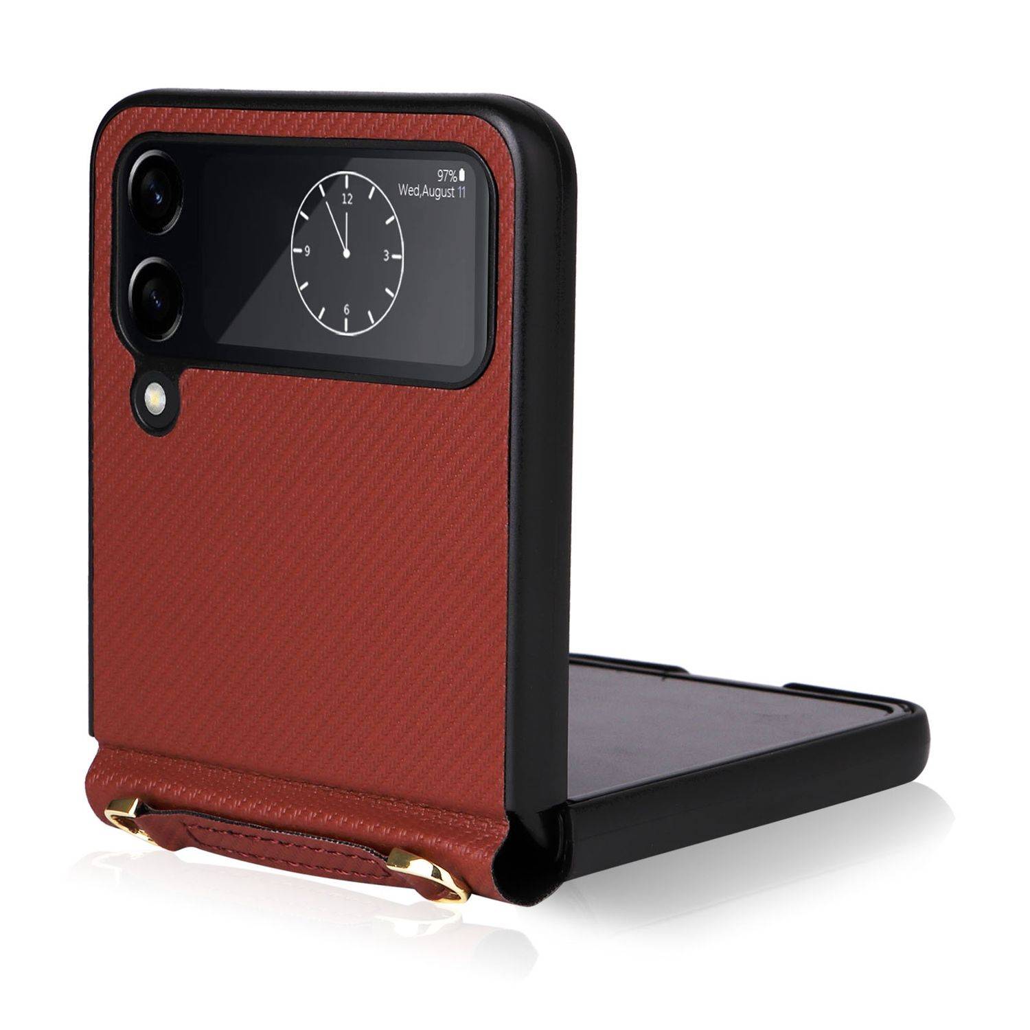 Hülle kompatibel mit Samsung Galaxy Z Flip4 5G Kunststoff Soft Handyhülle - Handy Case Braun