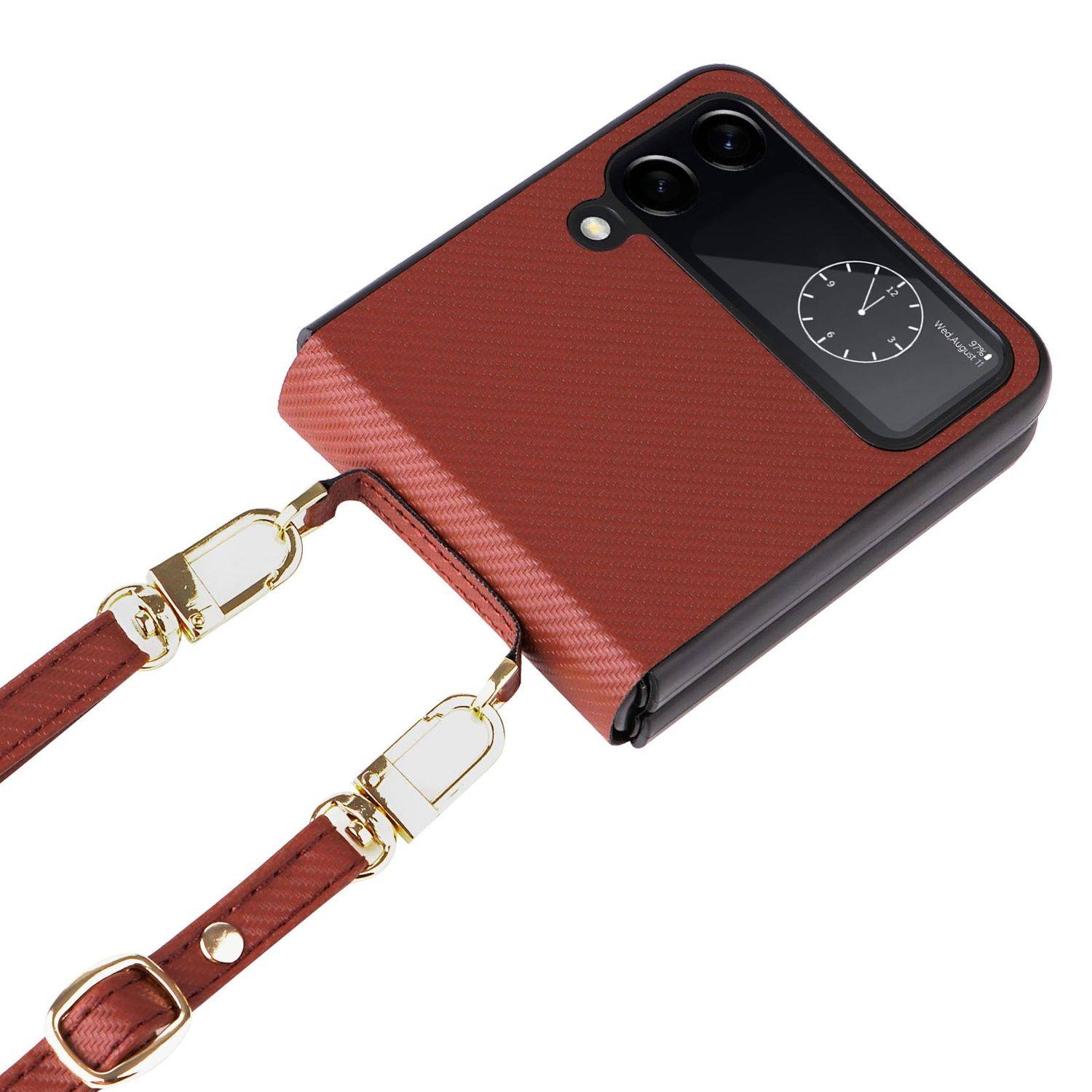 Hülle kompatibel mit Samsung Galaxy Z Flip4 5G Kunststoff Soft Handyhülle - Handy Case Braun