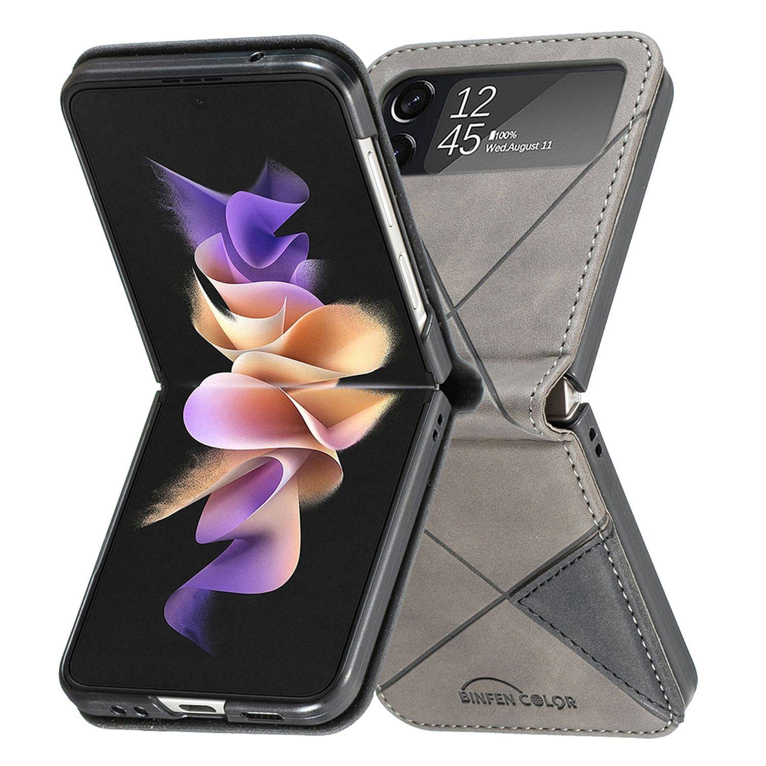 Hülle kompatibel mit Samsung Galaxy Z Flip4 5G Kunststoff Soft Handyhülle - Handy Case Grau