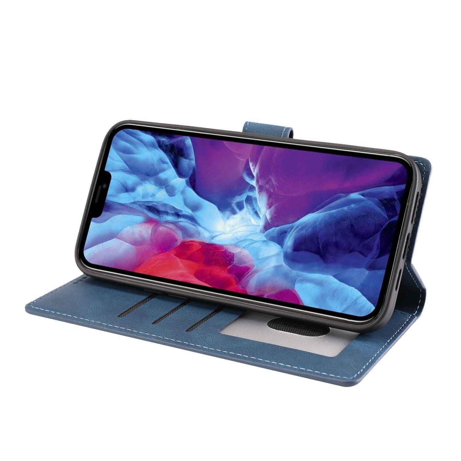 Hülle kompatibel mit Apple iPhone 14 Kunstleder Handyhülle - Handy Case Blau