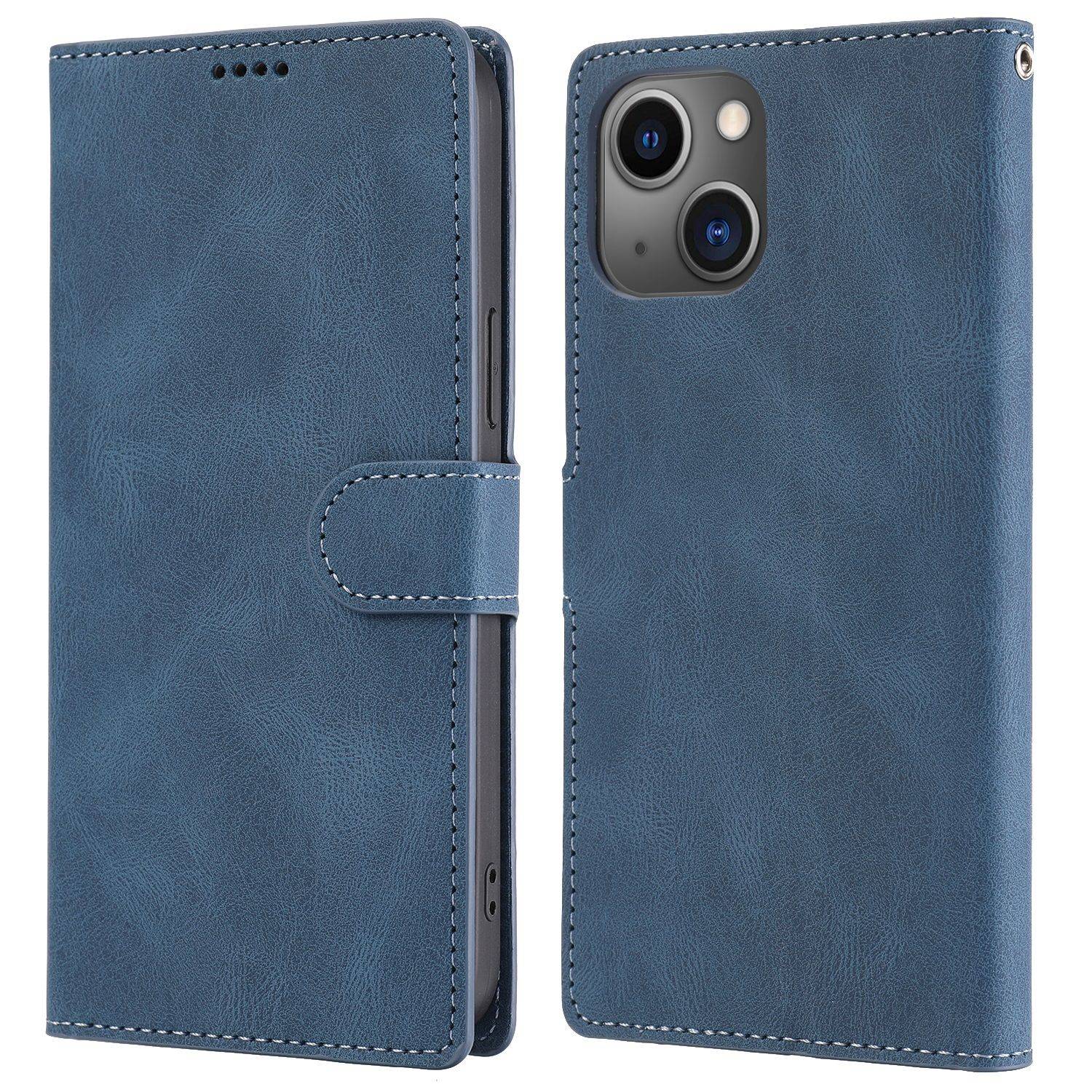Hülle kompatibel mit Apple iPhone 14 Kunstleder Handyhülle - Handy Case Blau