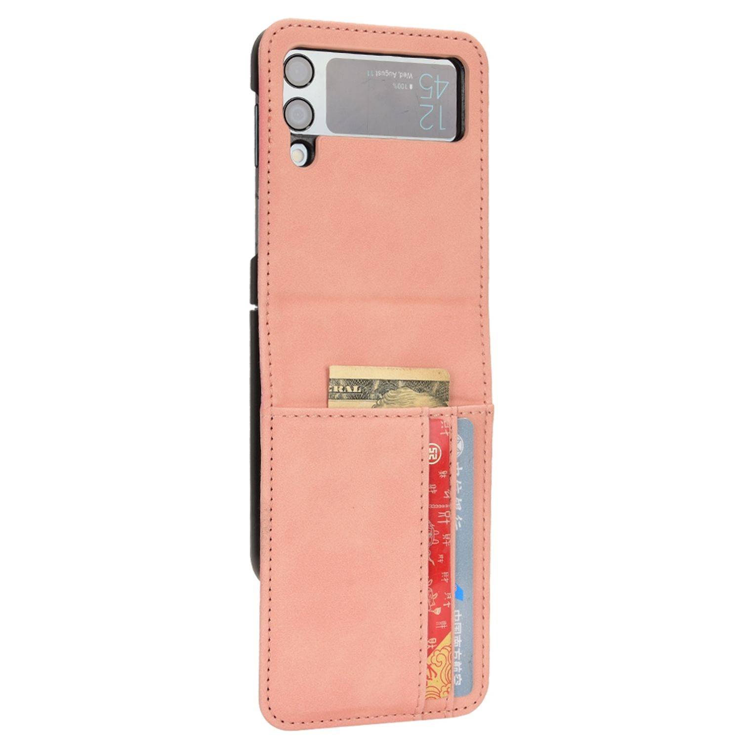 Hülle kompatibel mit Samsung Galaxy Z Flip4 5G Kunstleder Handyhülle - Handy Case Rosa