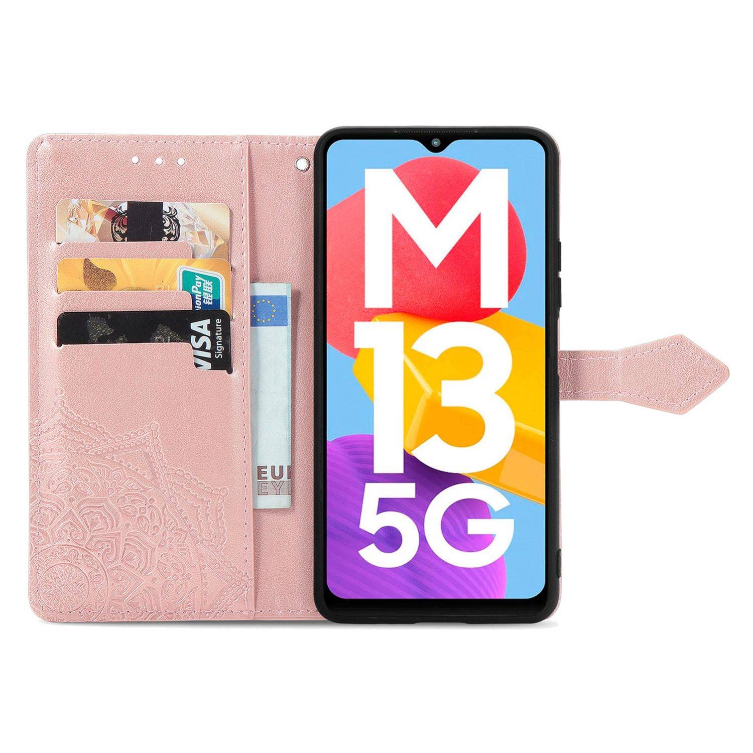 Hülle kompatibel mit Samsung Galaxy M13 5G Kunstleder Handyhülle - Handy Case Roségold