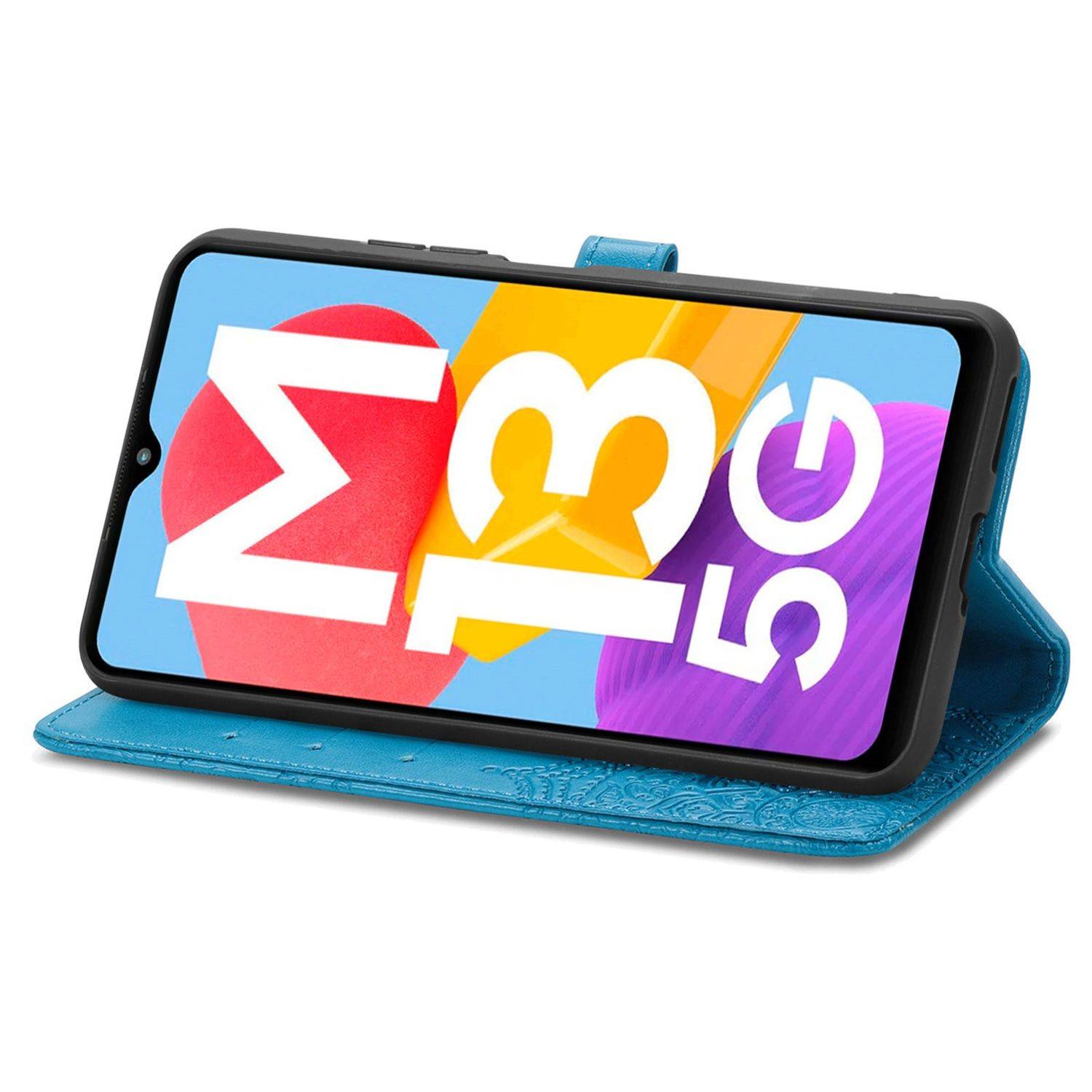 Hülle kompatibel mit Samsung Galaxy M13 5G Kunstleder Handyhülle - Handy Case Blau