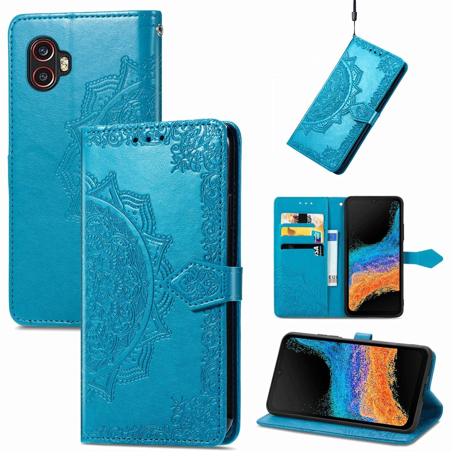 Hülle kompatibel mit Samsung Galaxy Xcover 6 Pro Kunstleder Handyhülle - Handy Case Blau