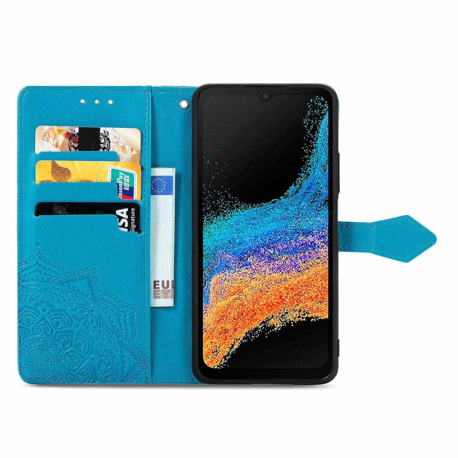 Hülle kompatibel mit Samsung Galaxy Xcover 6 Pro Kunstleder Handyhülle - Handy Case Blau