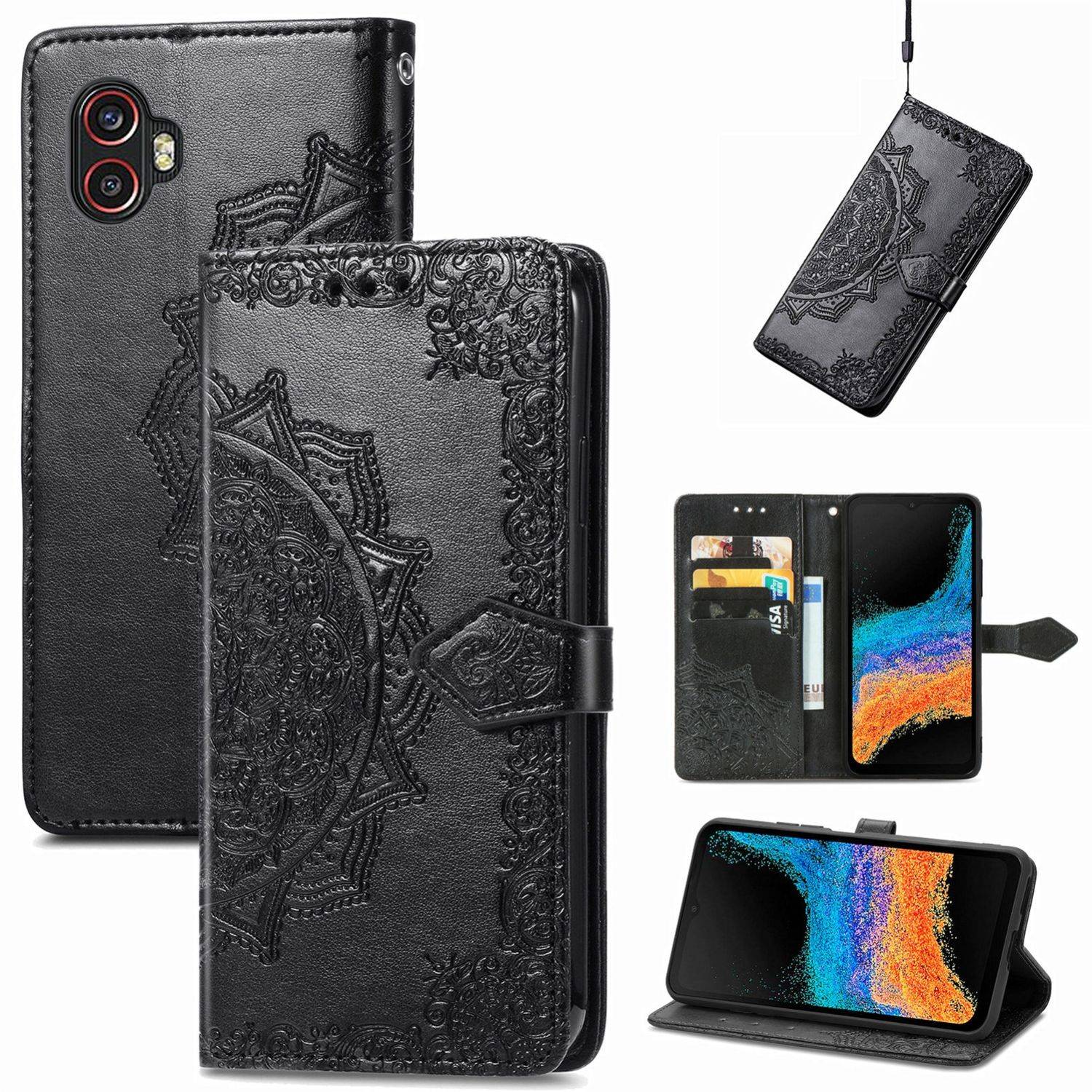 Hülle kompatibel mit Samsung Galaxy Xcover 6 Pro Kunstleder Handyhülle - Handy Case Schwarz