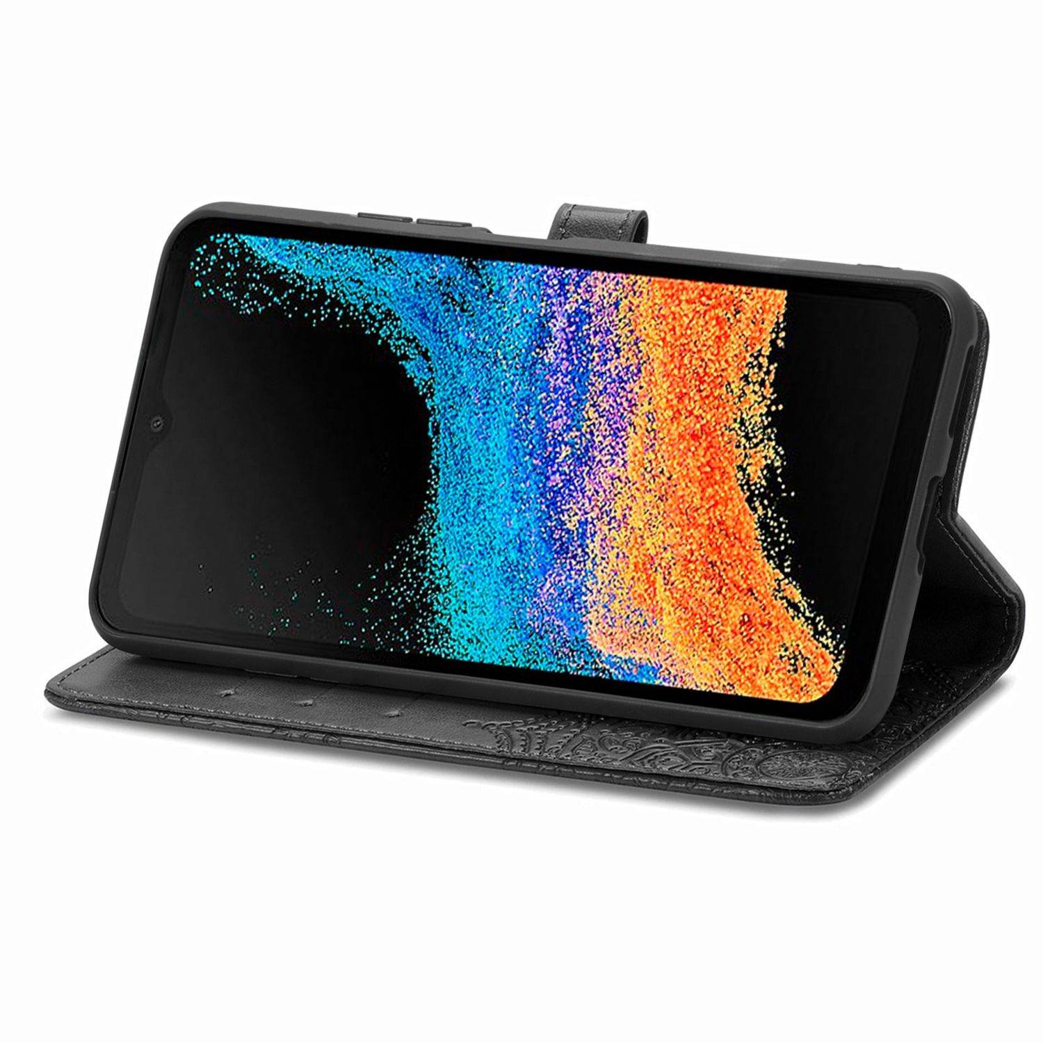 Hülle kompatibel mit Samsung Galaxy Xcover 6 Pro Kunstleder Handyhülle - Handy Case Schwarz