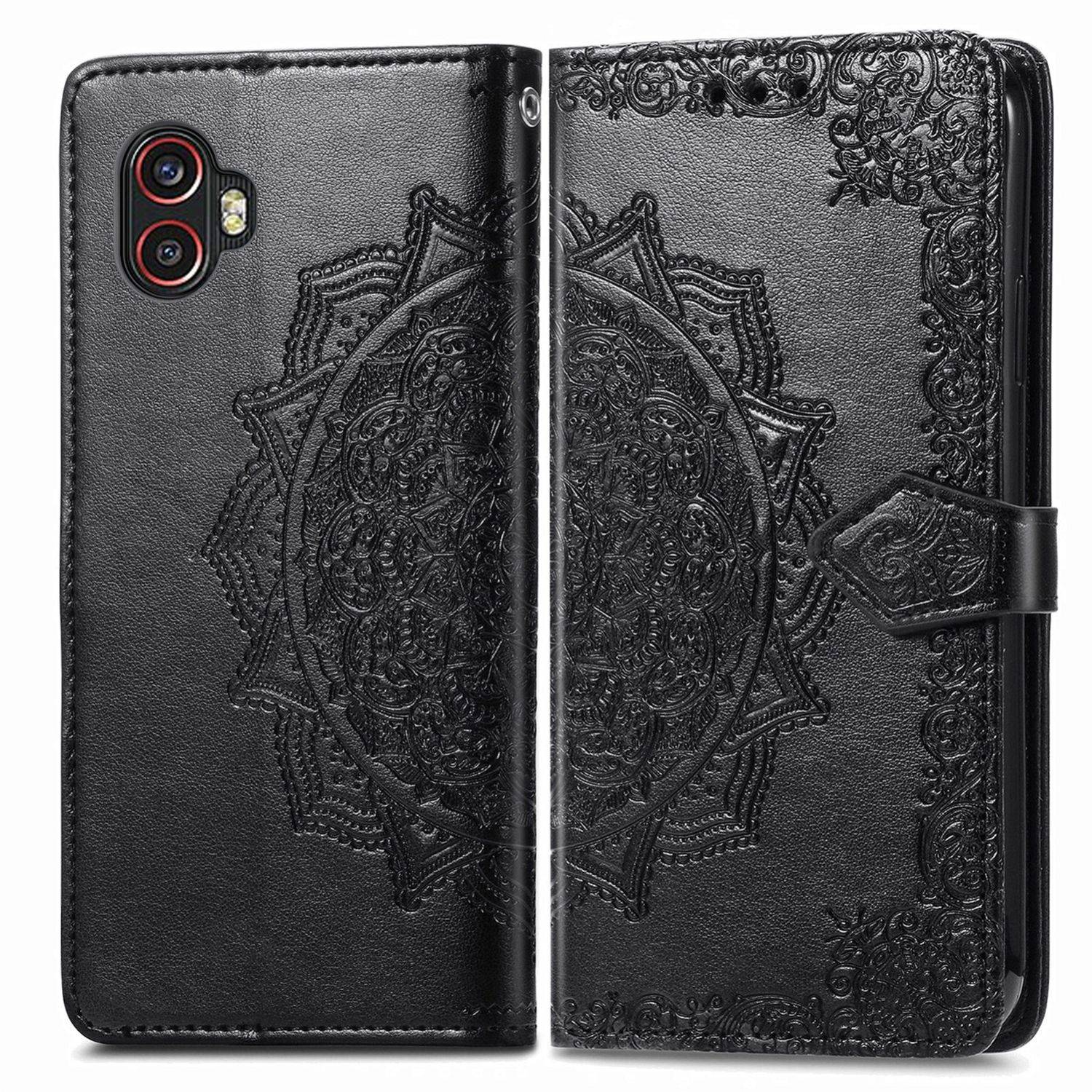 Hülle kompatibel mit Samsung Galaxy Xcover 6 Pro Kunstleder Handyhülle - Handy Case Schwarz