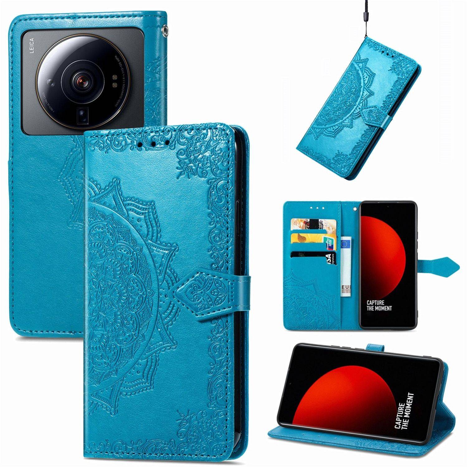 Hülle kompatibel mit Xiaomi 12S Ultra Kunstleder Handyhülle - Handy Case Blau