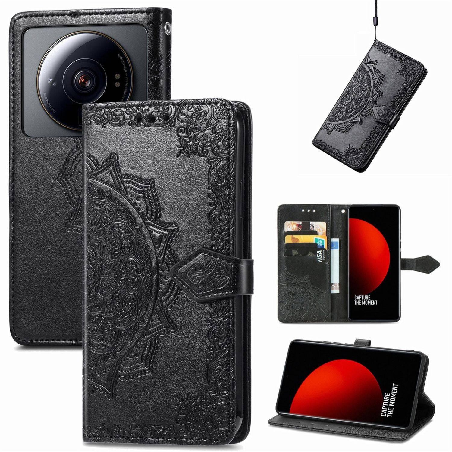 Hülle kompatibel mit Xiaomi 12S Ultra Kunstleder Handyhülle - Handy Case Schwarz