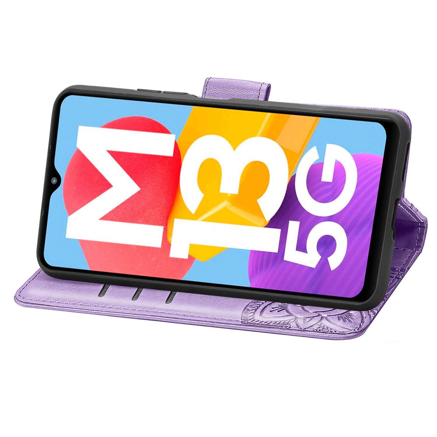 Hülle kompatibel mit Samsung Galaxy M13 5G Kunstleder Handyhülle - Handy Case Hellviolett