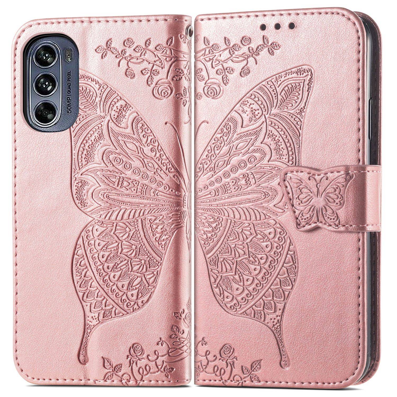 Hülle kompatibel mit Motorola Moto G62 Kunstleder Handyhülle - Handy Case Roségold
