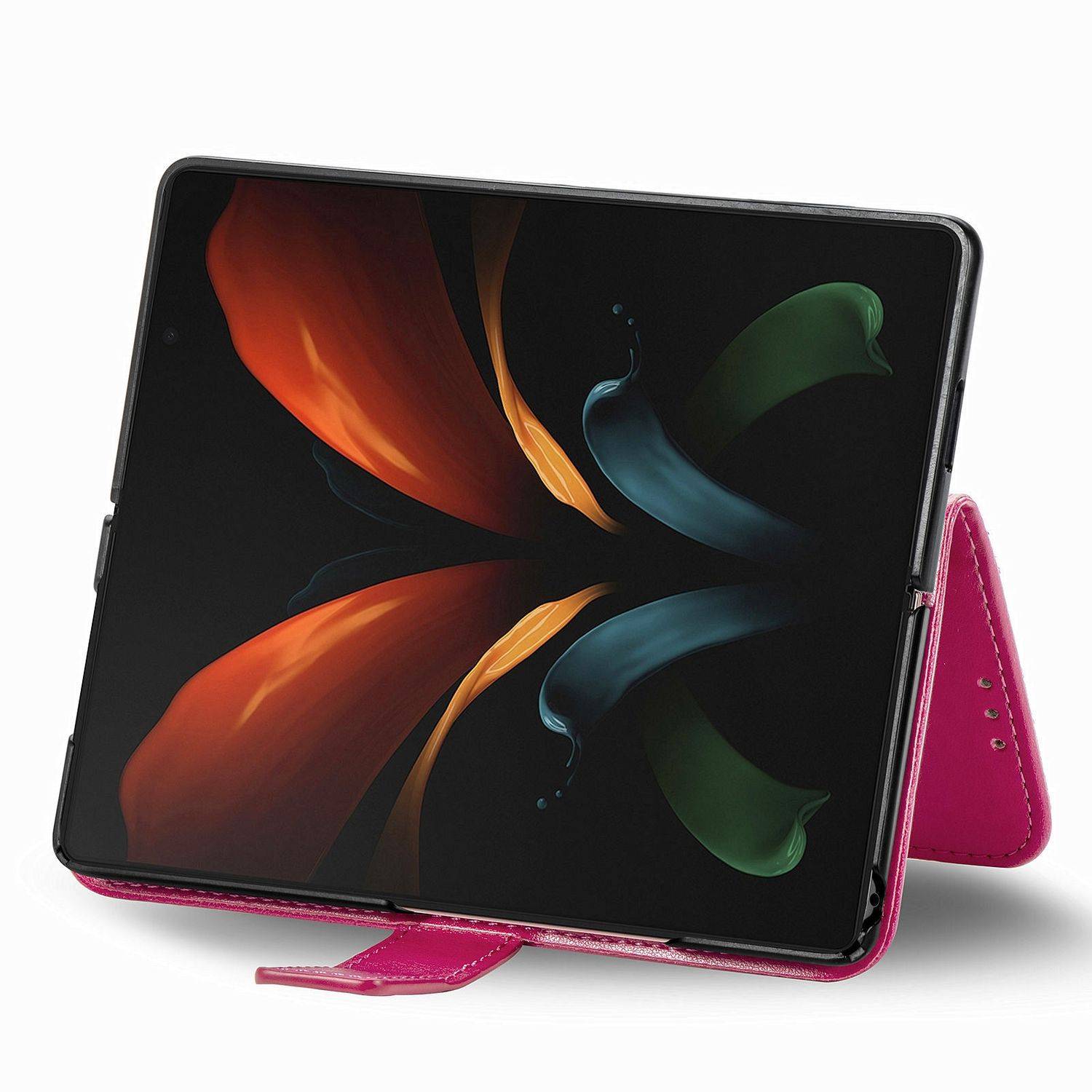 Hülle kompatibel mit Samsung Galaxy Z Fold4 5G Kunstleder Handyhülle - Handy Case Magenta