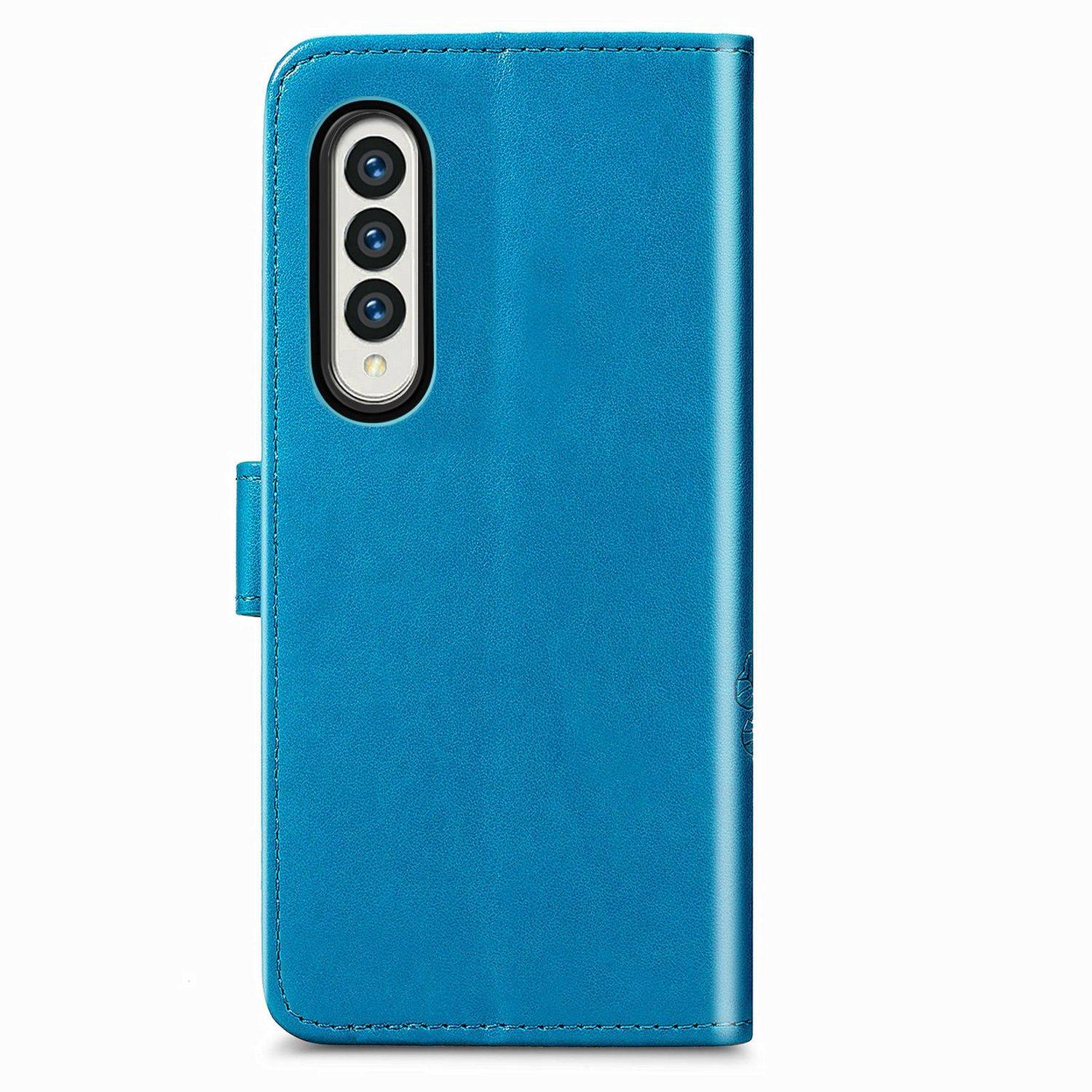Hülle kompatibel mit Samsung Galaxy Z Fold4 5G Kunstleder Handyhülle - Handy Case Blau