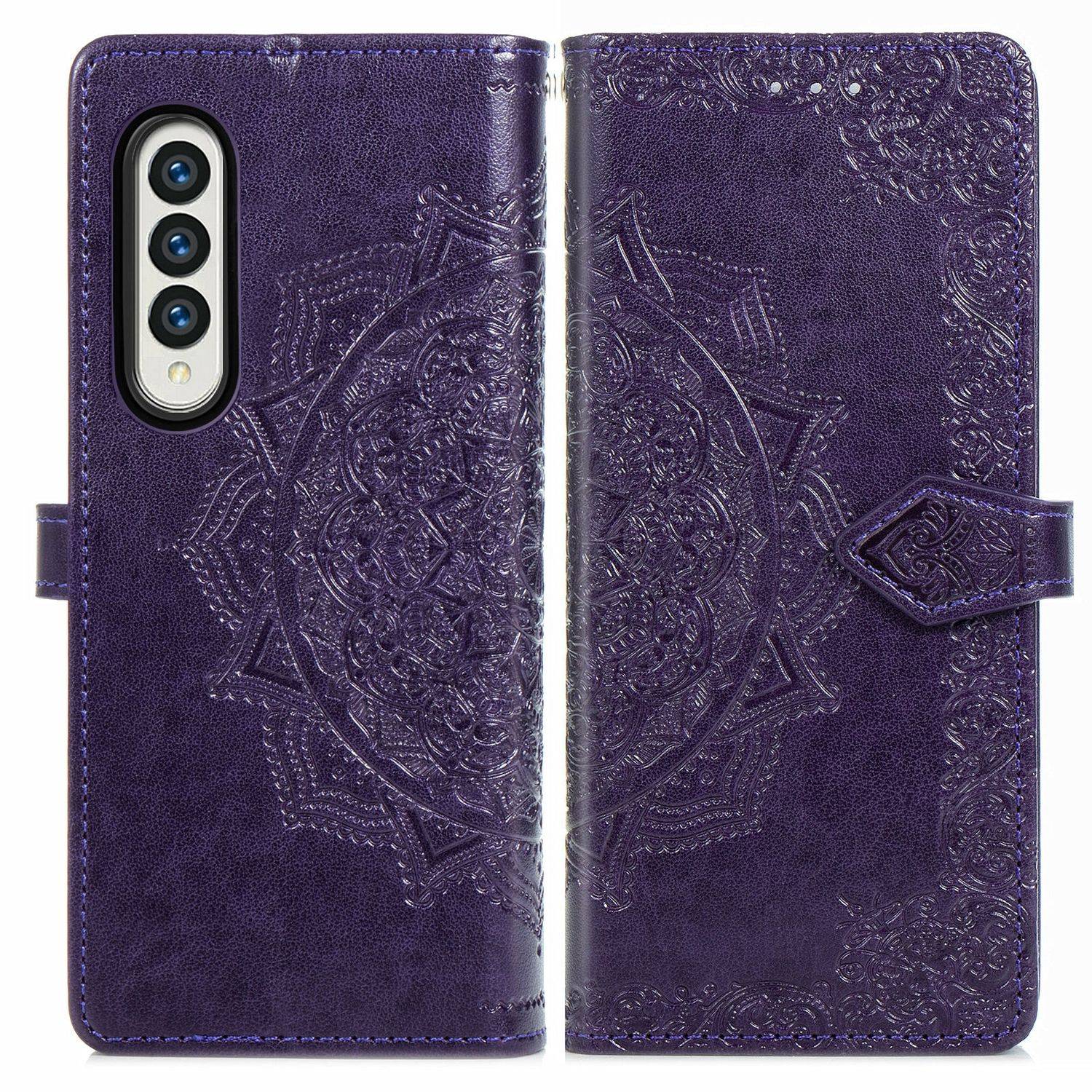 Hülle kompatibel mit Samsung Galaxy Z Fold4 5G Kunstleder Handyhülle - Handy Case Lila