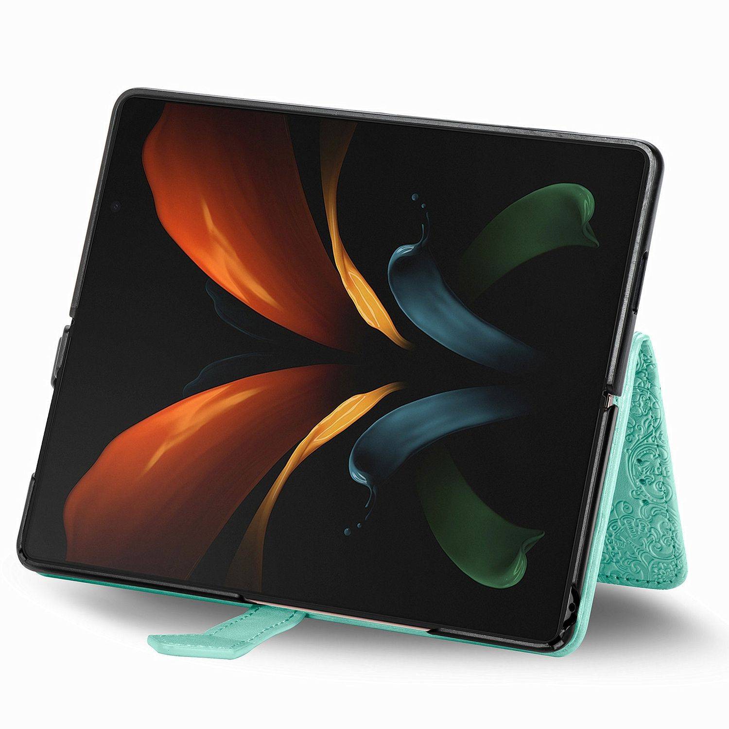 Hülle kompatibel mit Samsung Galaxy Z Fold4 5G Kunstleder Handyhülle - Handy Case Grün
