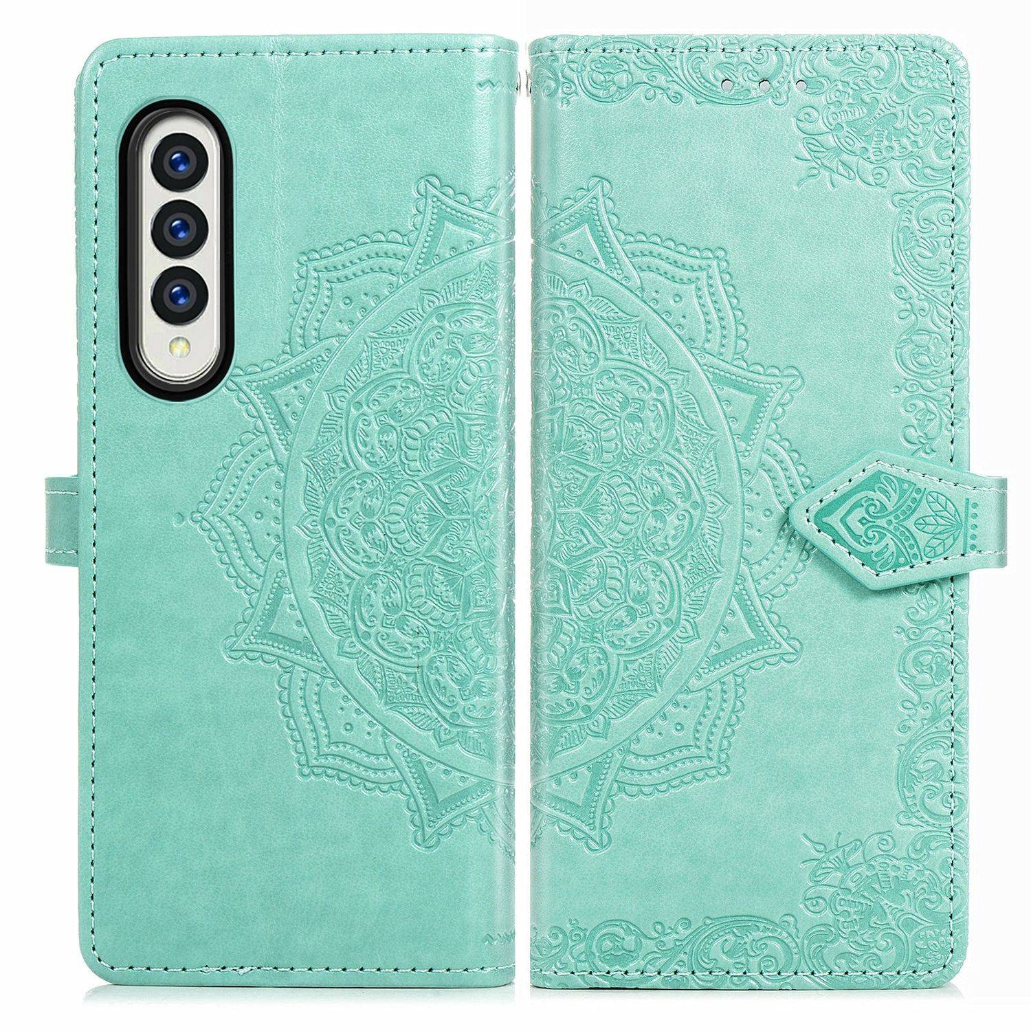 Hülle kompatibel mit Samsung Galaxy Z Fold4 5G Kunstleder Handyhülle - Handy Case Grün