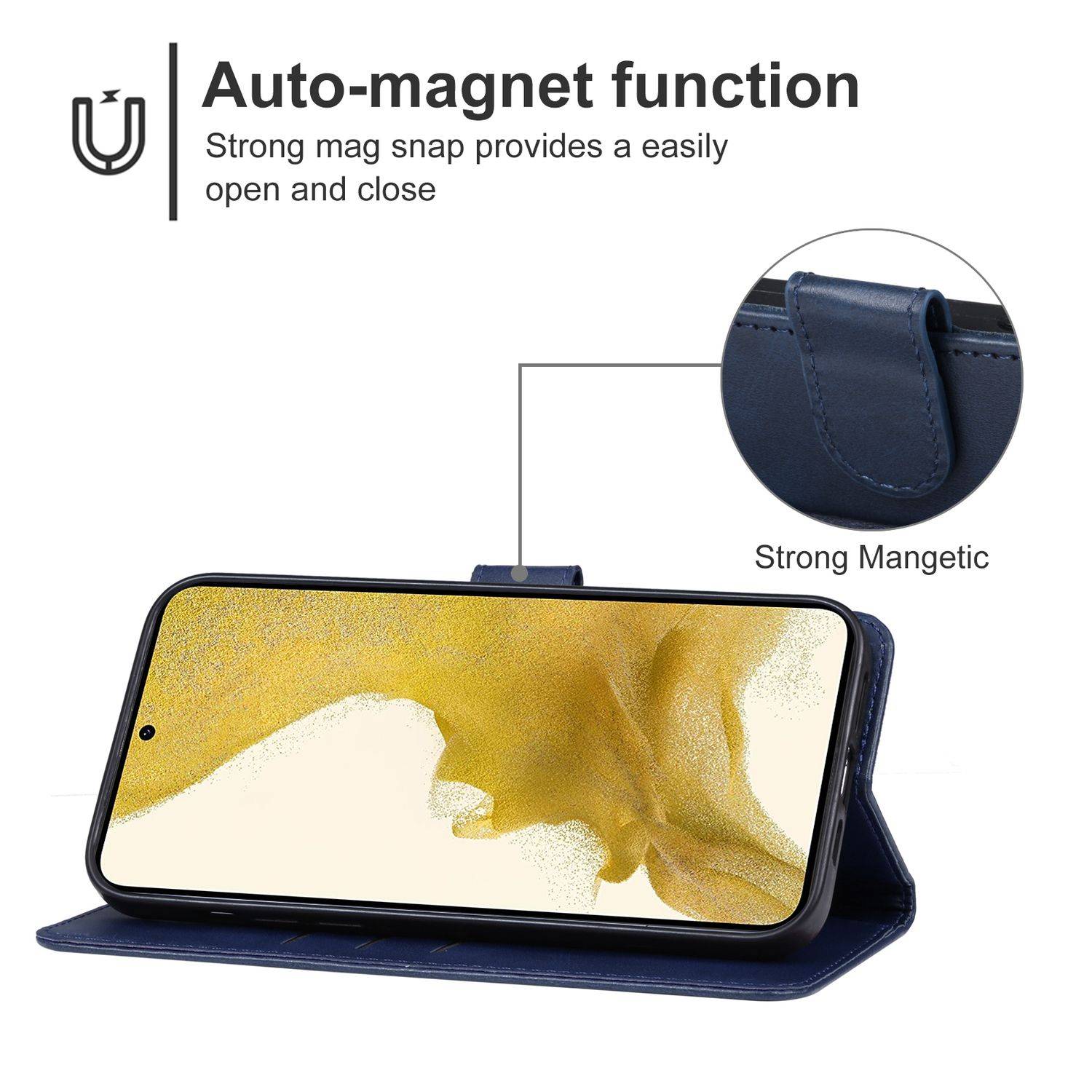 Hülle kompatibel mit Samsung Galaxy S23 Kunstleder Handyhülle - Handy Case Blau