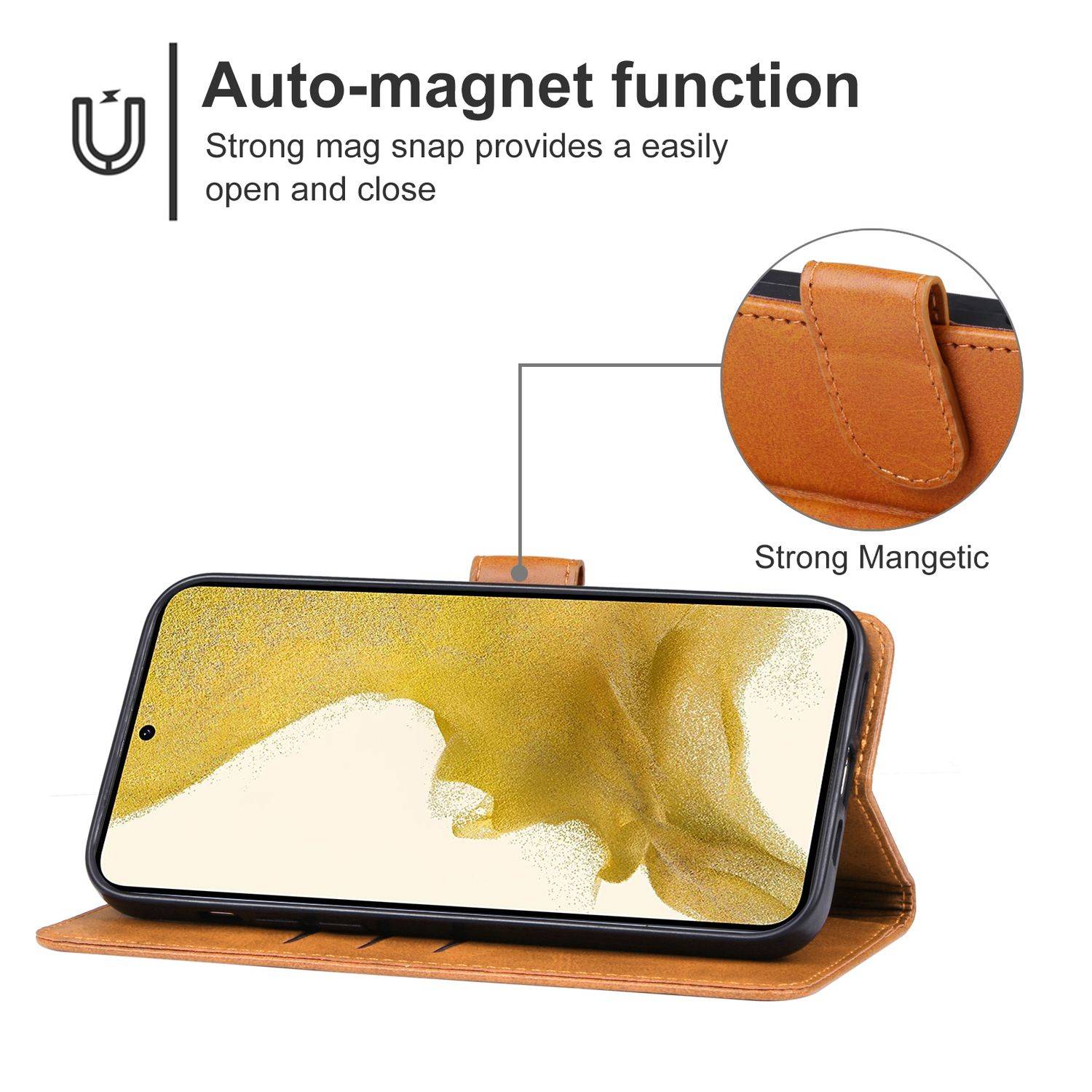 Hülle kompatibel mit Samsung Galaxy S23 Kunstleder Handyhülle - Handy Case Braun