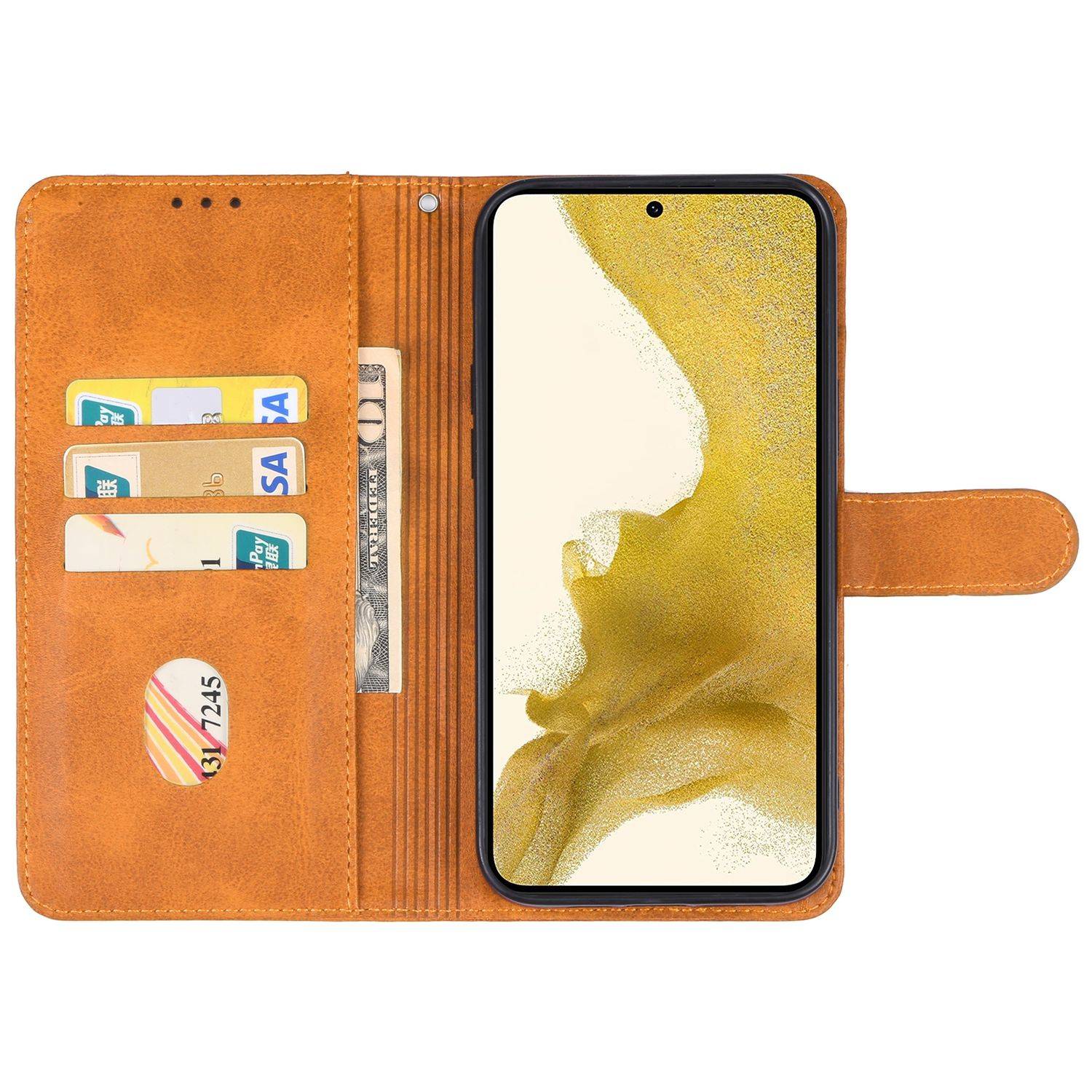 Hülle kompatibel mit Samsung Galaxy S23 Kunstleder Handyhülle - Handy Case Braun