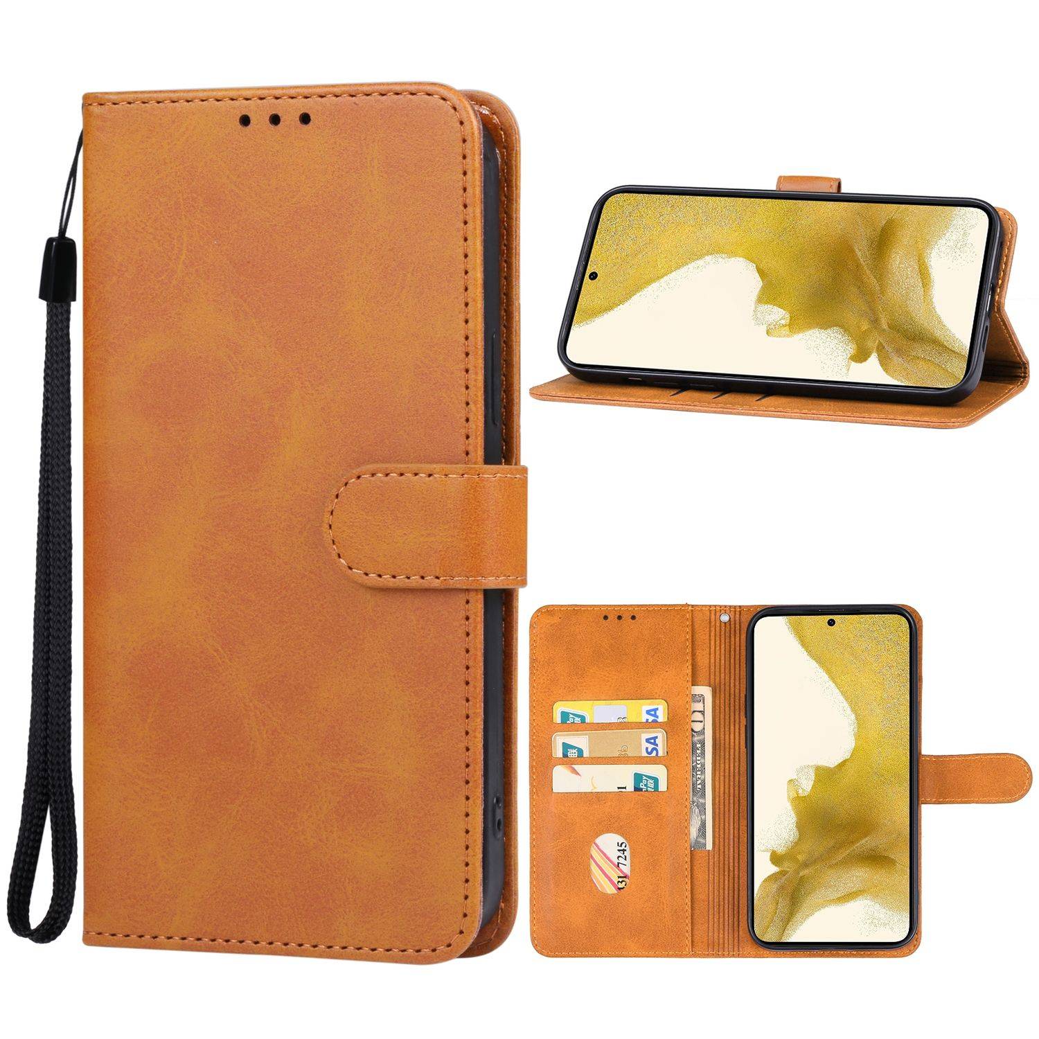 Hülle kompatibel mit Samsung Galaxy S23 Kunstleder Handyhülle - Handy Case Braun