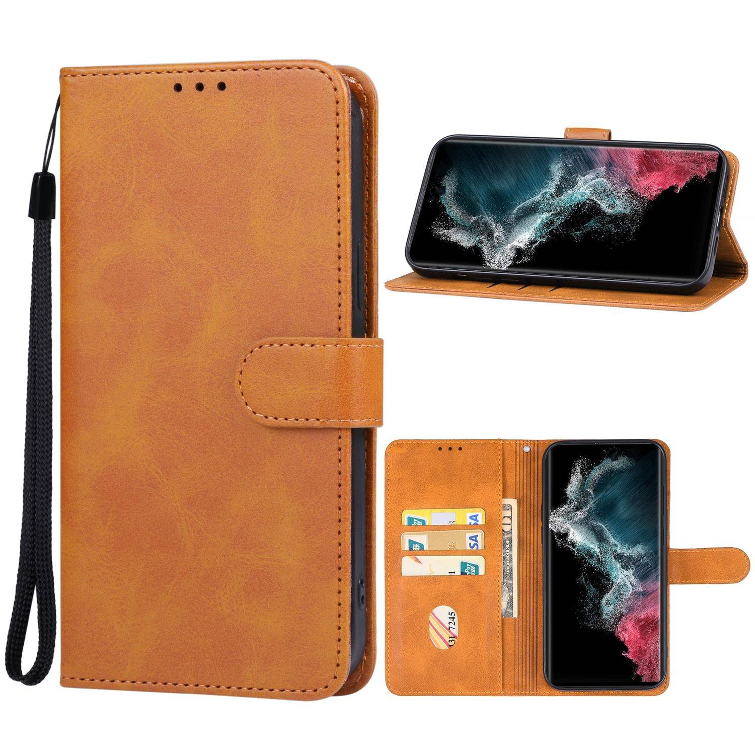 Hülle kompatibel mit Samsung Galaxy S23 Plus Kunstleder Handyhülle - Handy Case Braun