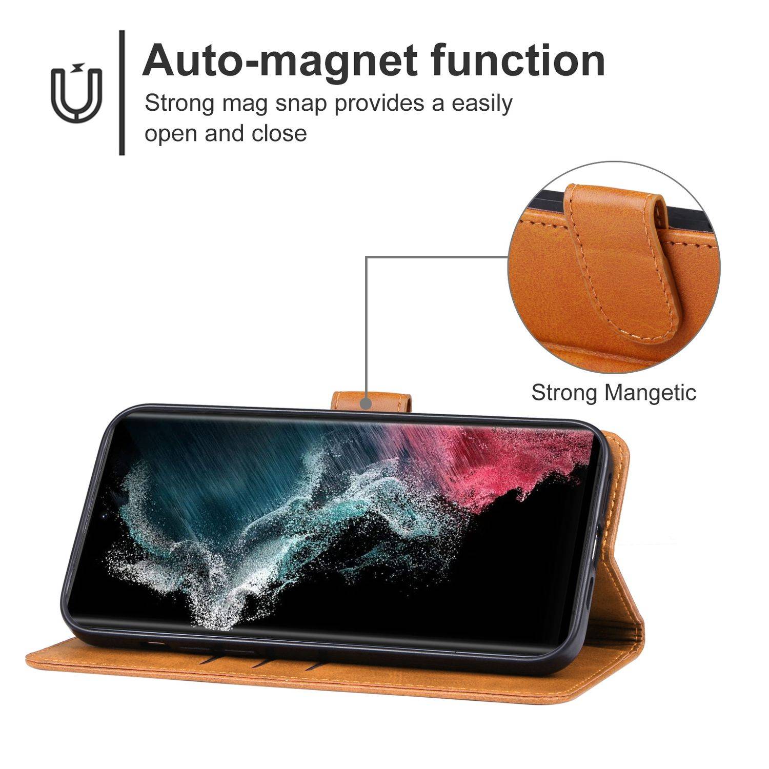 Hülle kompatibel mit Samsung Galaxy S23 Plus Kunstleder Handyhülle - Handy Case Braun