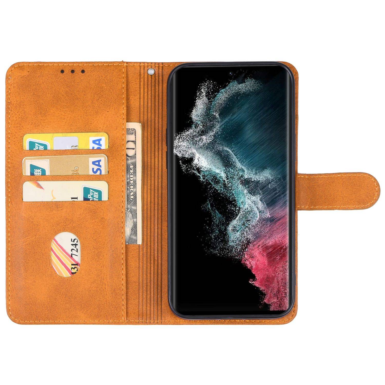 Hülle kompatibel mit Samsung Galaxy S23 Plus Kunstleder Handyhülle - Handy Case Braun