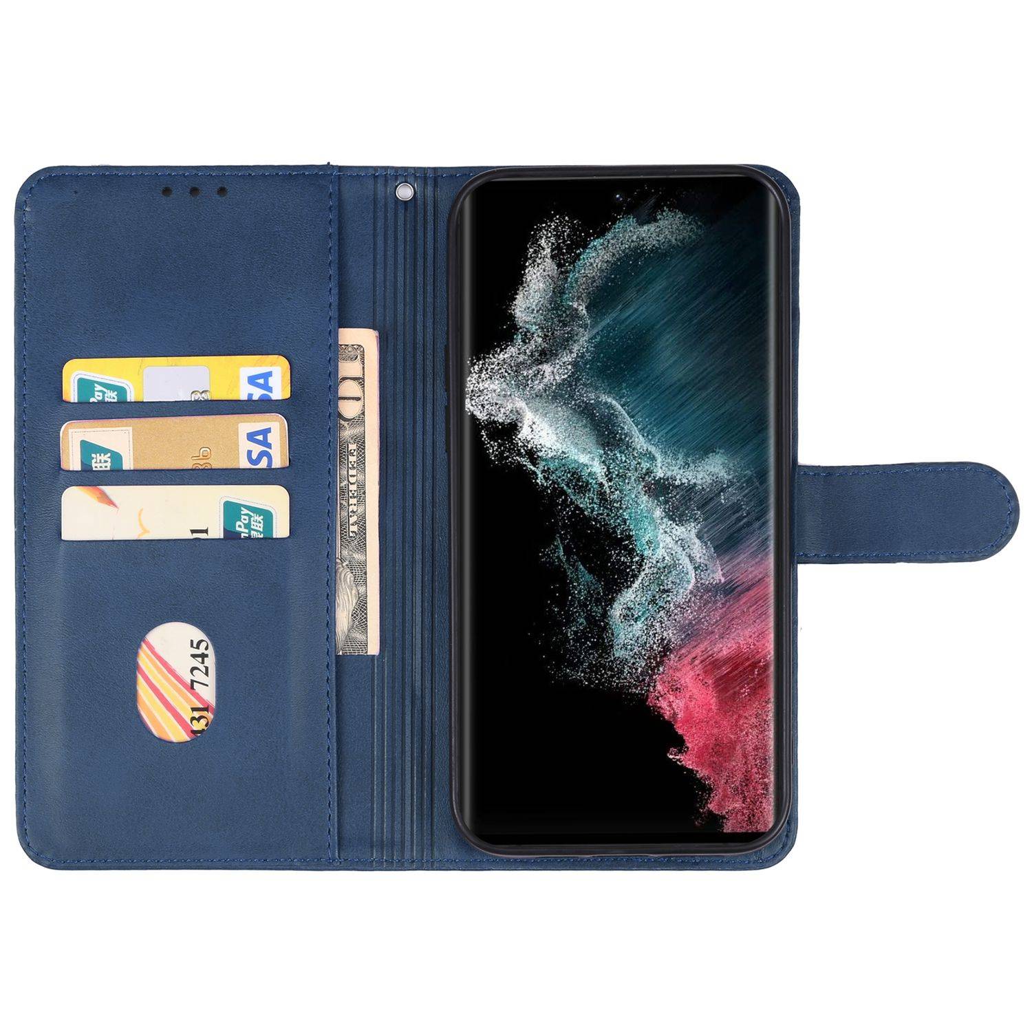 Hülle kompatibel mit Samsung Galaxy S23 Plus Kunstleder Handyhülle - Handy Case Blau