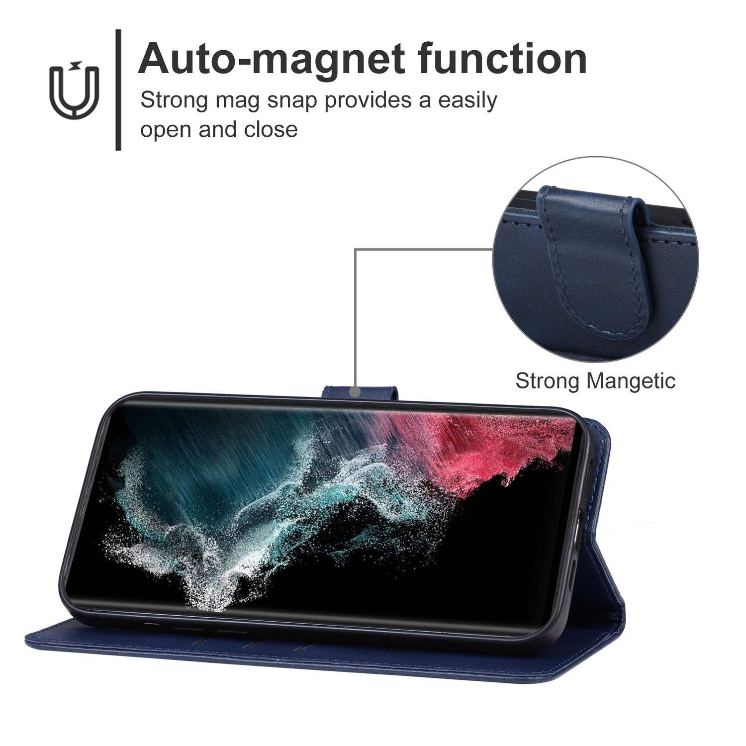 Hülle kompatibel mit Samsung Galaxy S23 Plus Kunstleder Handyhülle - Handy Case Blau