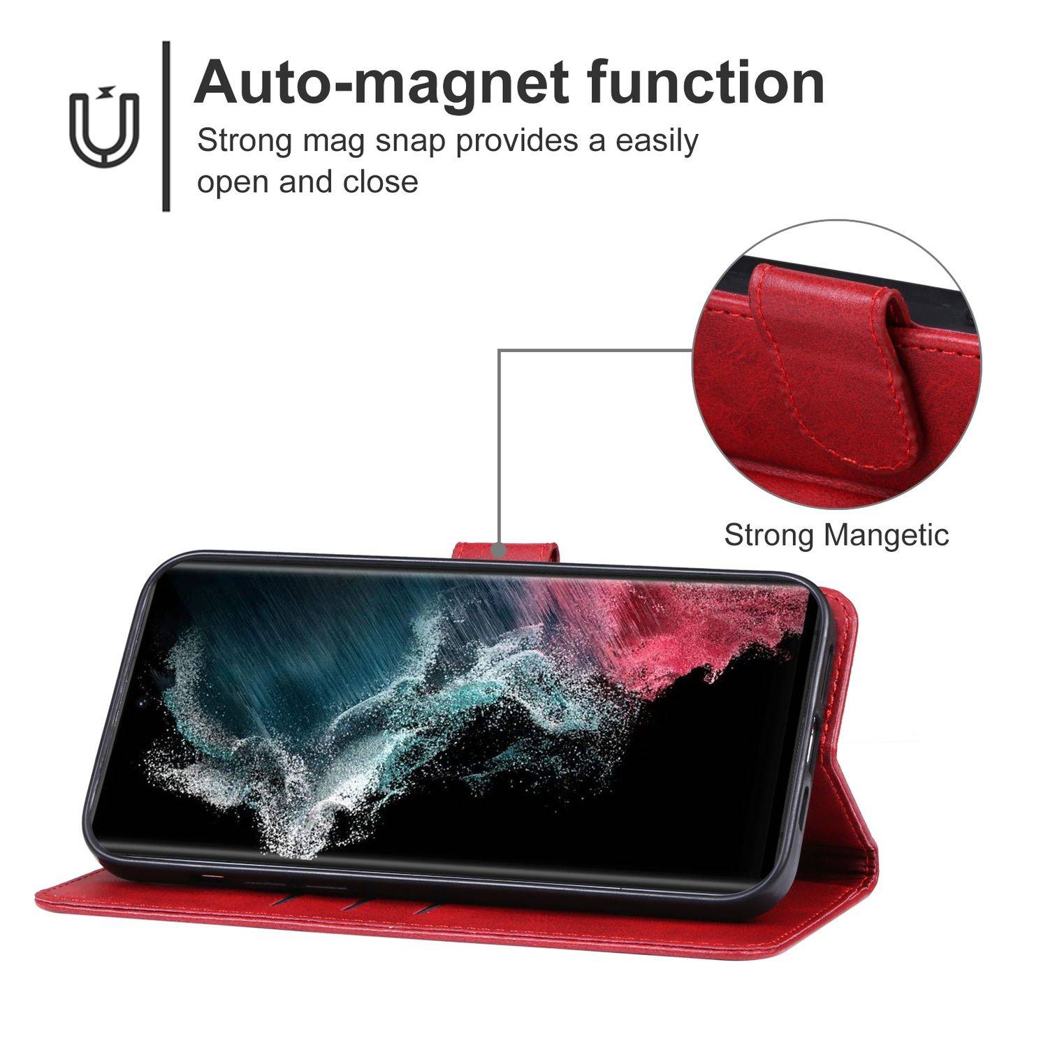 Hülle kompatibel mit Samsung Galaxy S23 Plus Kunstleder Handyhülle - Handy Case Rot