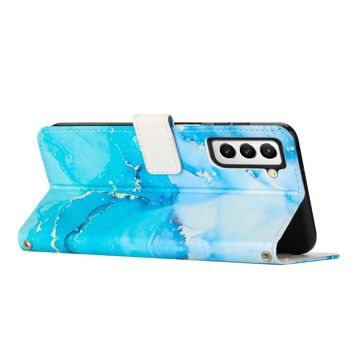 Hülle kompatibel mit Samsung Galaxy S23 Plus Kunstleder Handyhülle - Handy Case Blau Grün
