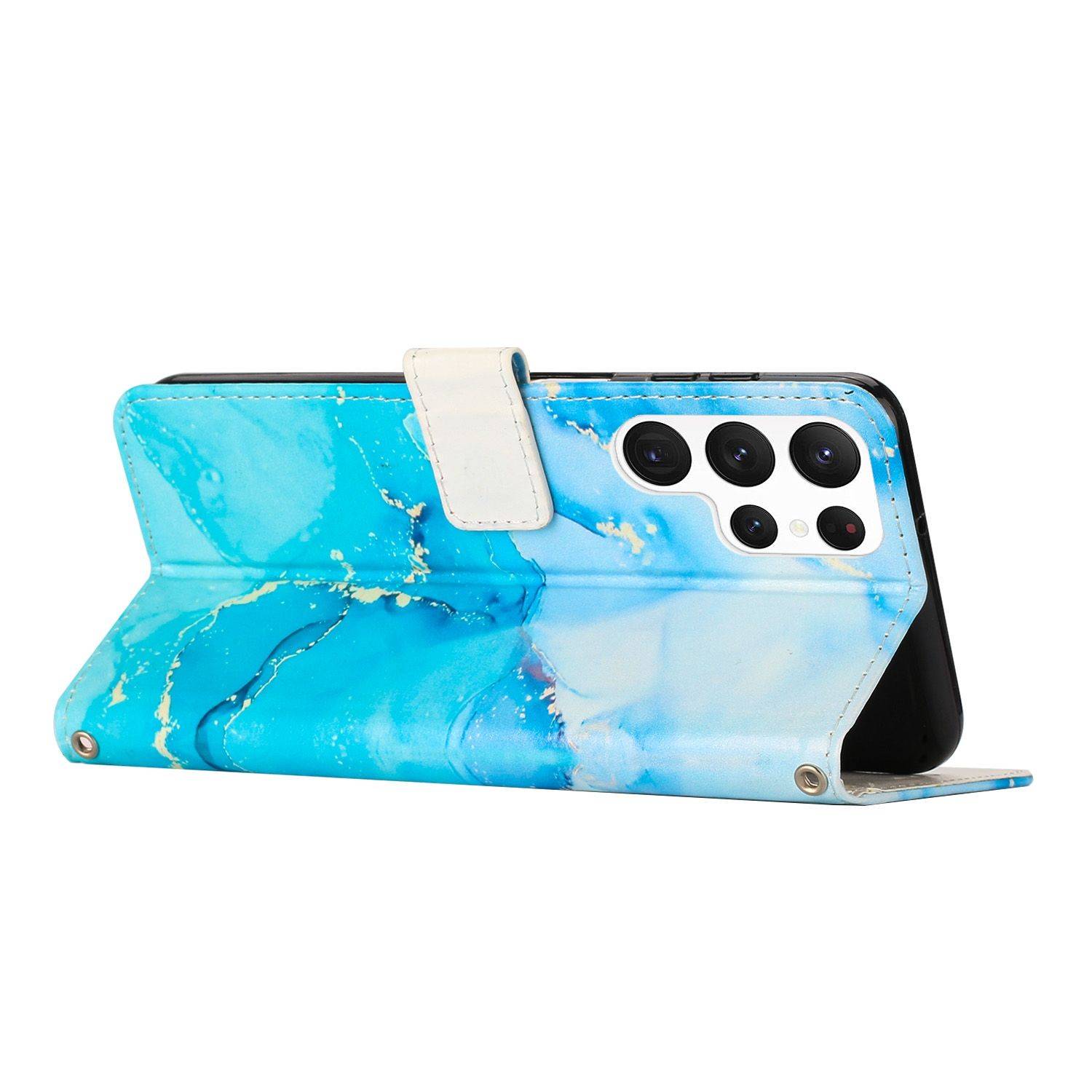 Hülle kompatibel mit Samsung Galaxy S23 Ultra Kunstleder Handyhülle - Handy Case Blau Grün