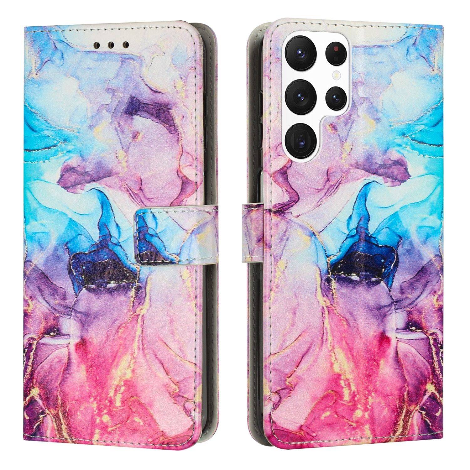Hülle kompatibel mit Samsung Galaxy S23 Ultra Kunstleder Handyhülle - Handy Case Pink Violett
