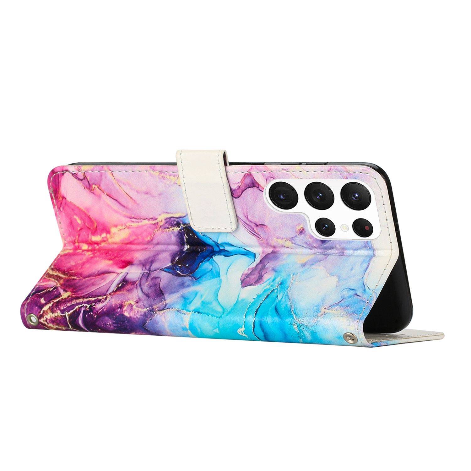 Hülle kompatibel mit Samsung Galaxy S23 Ultra Kunstleder Handyhülle - Handy Case Pink Violett