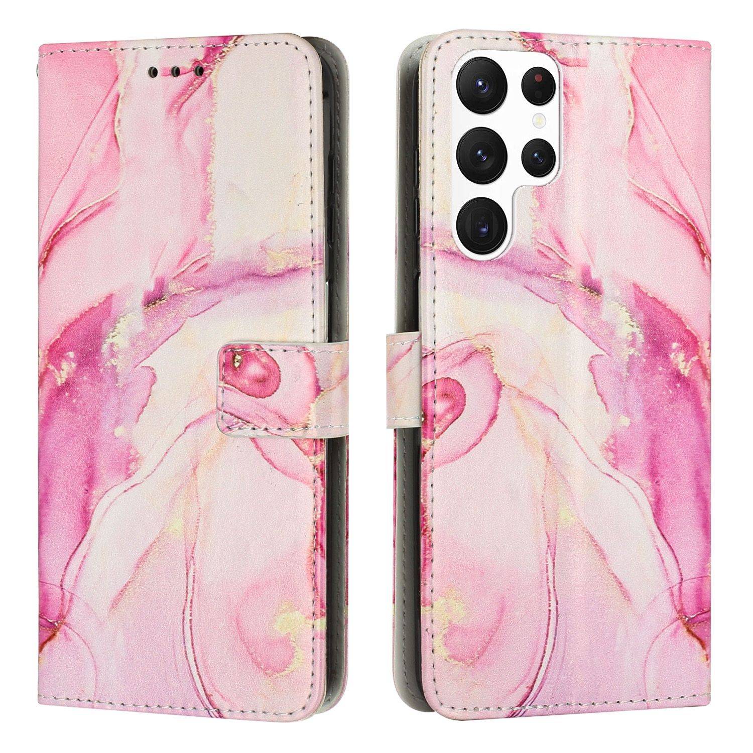 Hülle kompatibel mit Samsung Galaxy S23 Ultra Kunstleder Handyhülle - Handy Case Rose Gold
