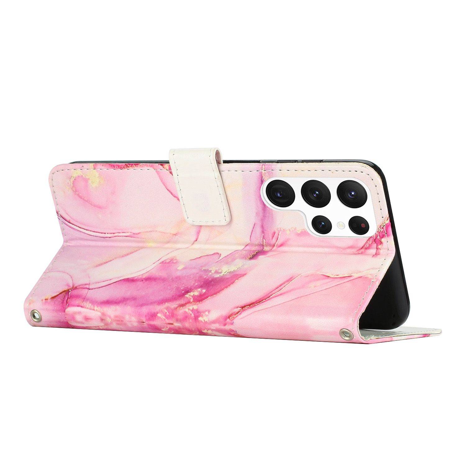 Hülle kompatibel mit Samsung Galaxy S23 Ultra Kunstleder Handyhülle - Handy Case Rose Gold