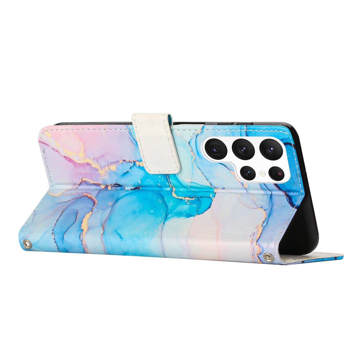 Hülle kompatibel mit Samsung Galaxy S23 Ultra Kunstleder Handyhülle - Handy Case Rosa Grün