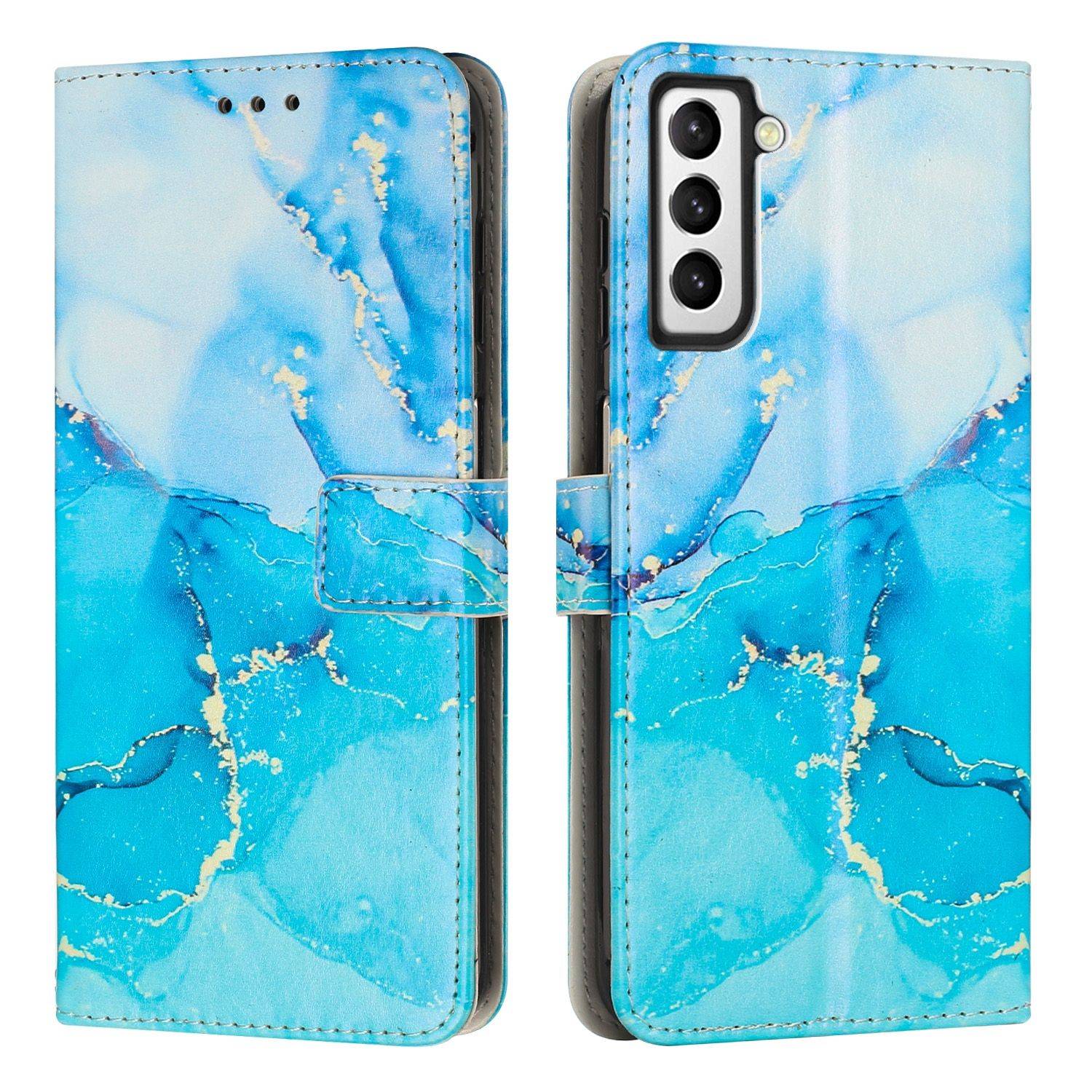 Hülle kompatibel mit Samsung Galaxy S23 Kunstleder Handyhülle - Handy Case Blau Grün