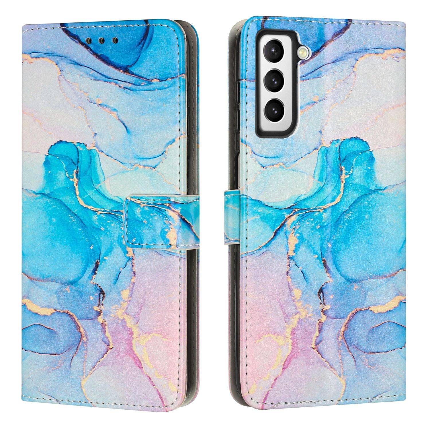 Hülle kompatibel mit Samsung Galaxy S23 Kunstleder Handyhülle - Handy Case Rosa Grün