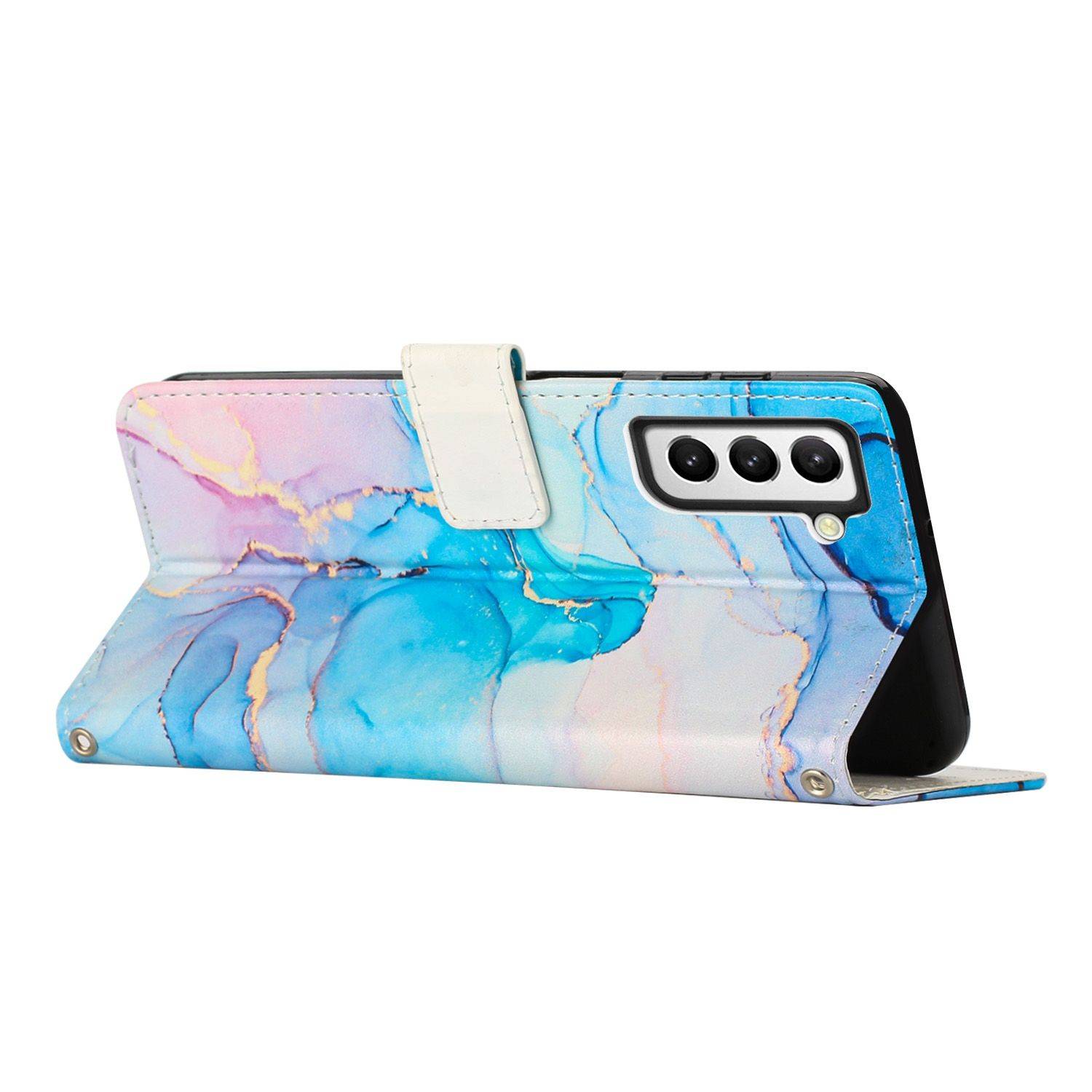 Hülle kompatibel mit Samsung Galaxy S23 Plus Kunstleder Handyhülle - Handy Case Rosa Grün