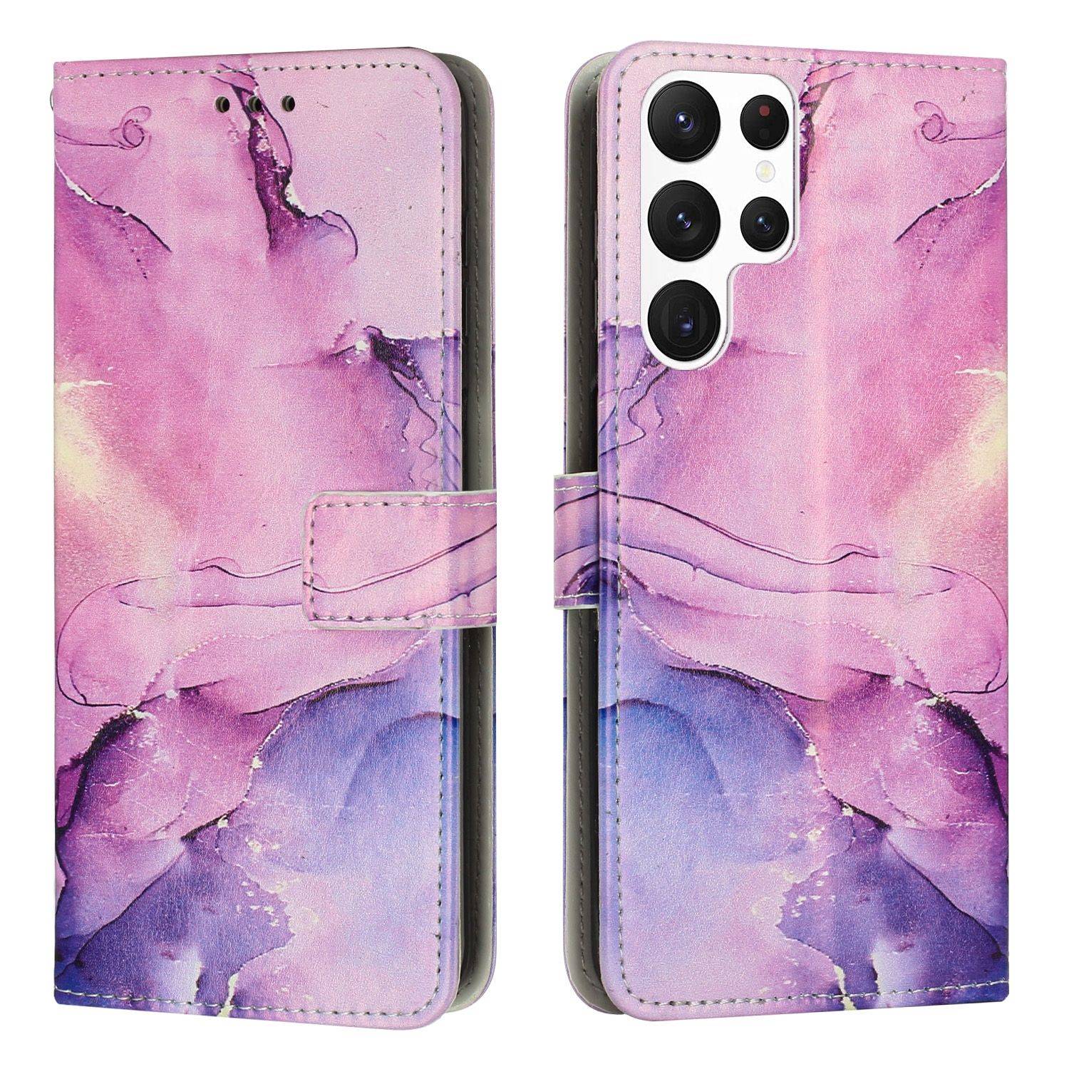 Hülle kompatibel mit Samsung Galaxy S23 Ultra Kunstleder Handyhülle - Handy Case Violett
