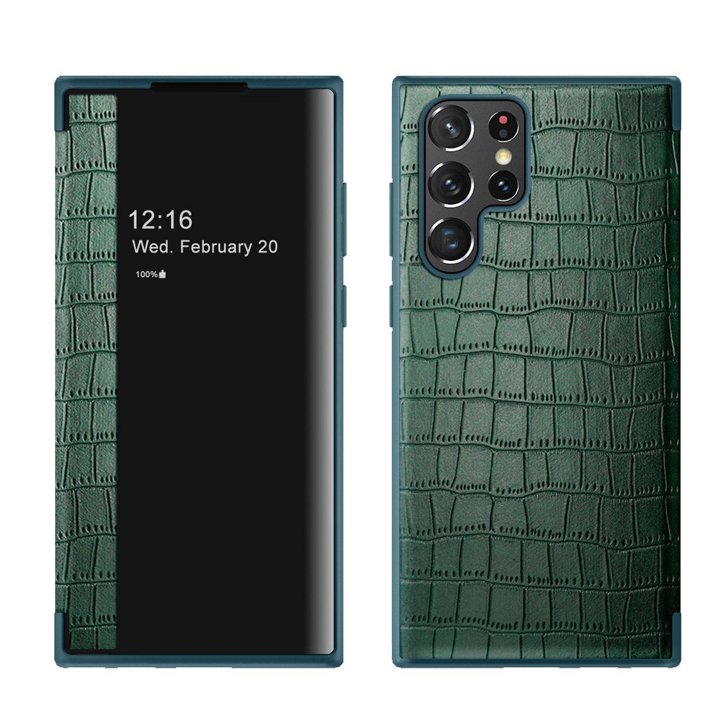 Hülle kompatibel mit Samsung Galaxy S23 Ultra Kunstleder Handyhülle - Handy Case Grün
