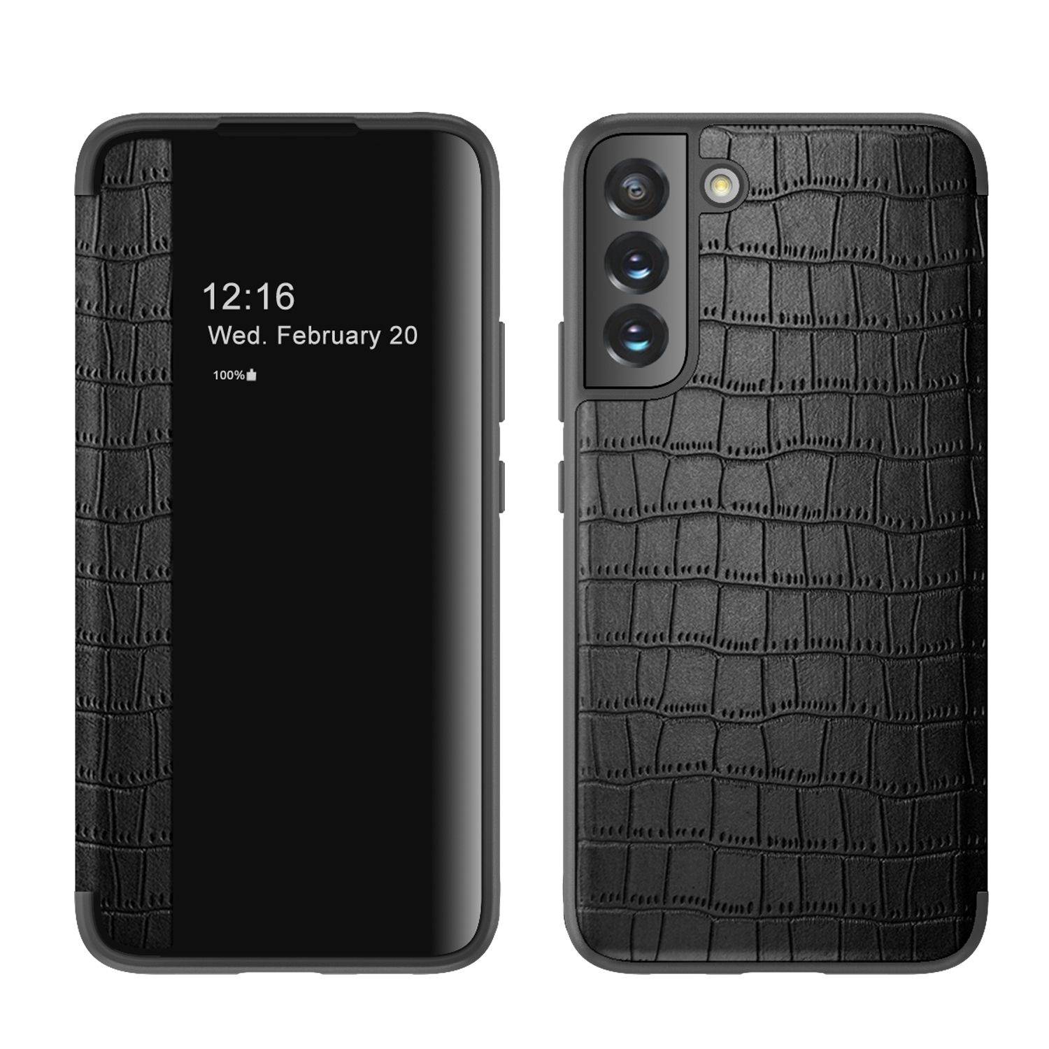 Hülle kompatibel mit Samsung Galaxy S23 Kunstleder Handyhülle - Handy Case Schwarz