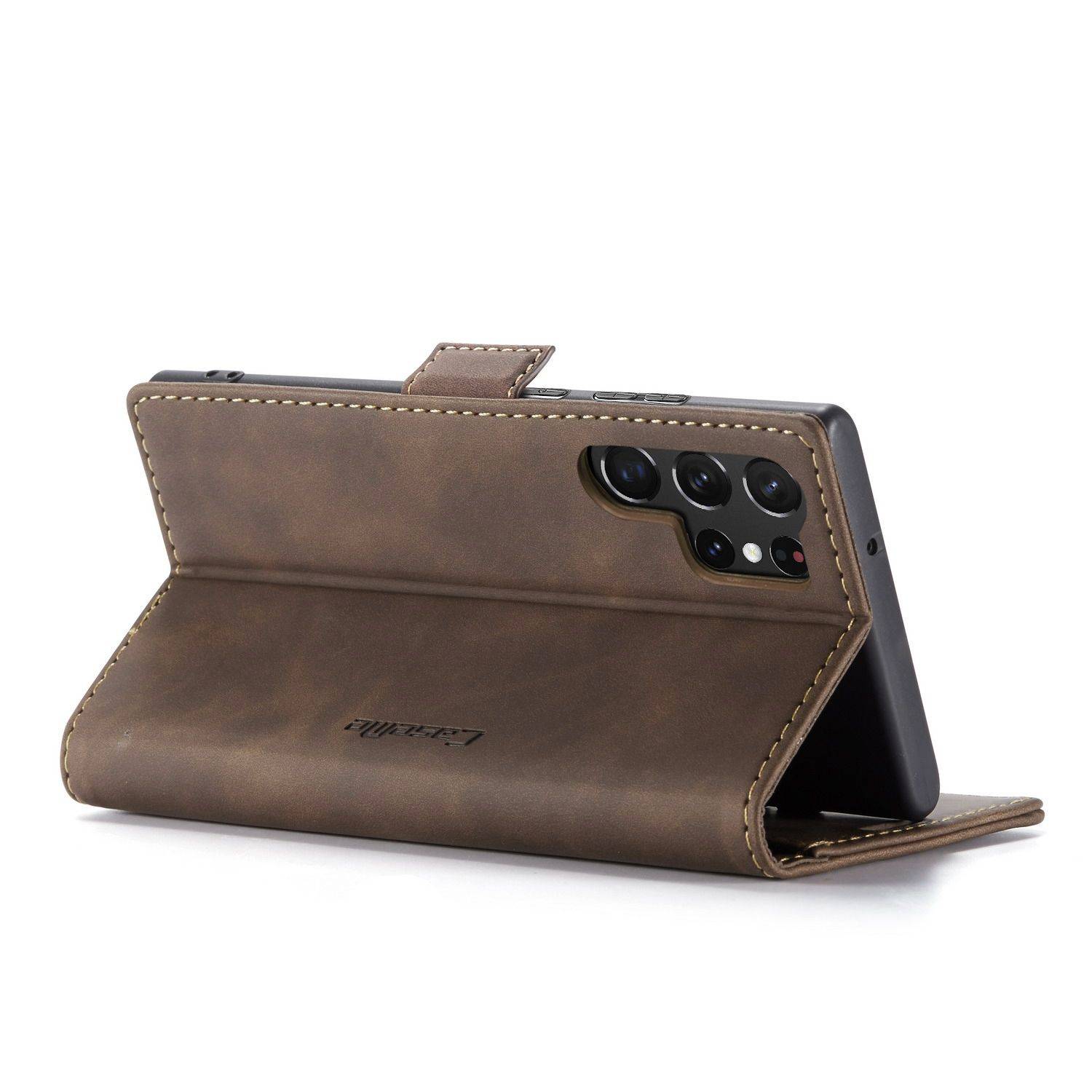 Hülle kompatibel mit Samsung Galaxy S23 Ultra Kunstleder Handyhülle - Handy Case Kaffee