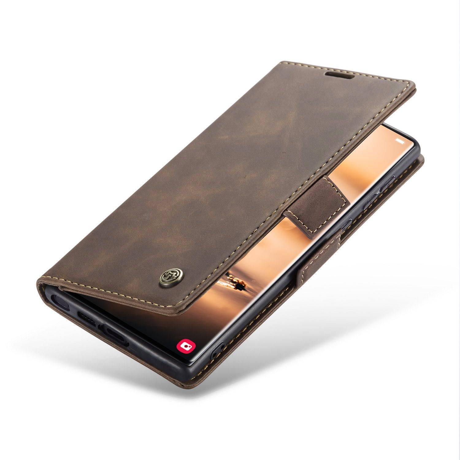 Hülle kompatibel mit Samsung Galaxy S23 Ultra Kunstleder Handyhülle - Handy Case Kaffee