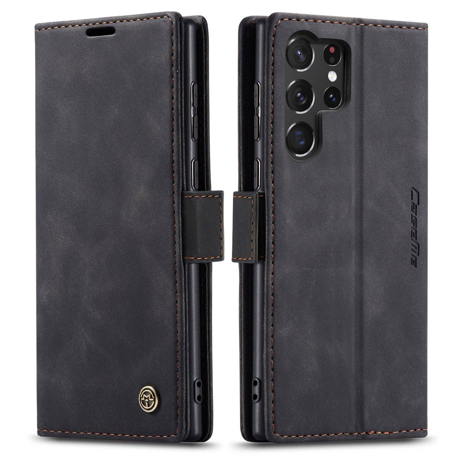 Hülle kompatibel mit Samsung Galaxy S23 Ultra Kunstleder Handyhülle - Handy Case Schwarz