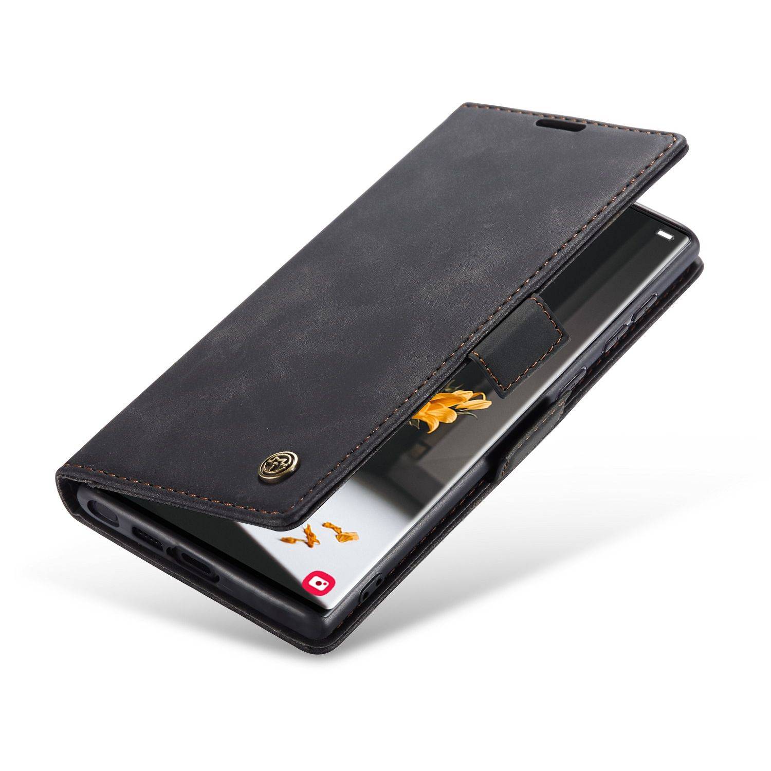 Hülle kompatibel mit Samsung Galaxy S23 Ultra Kunstleder Handyhülle - Handy Case Schwarz
