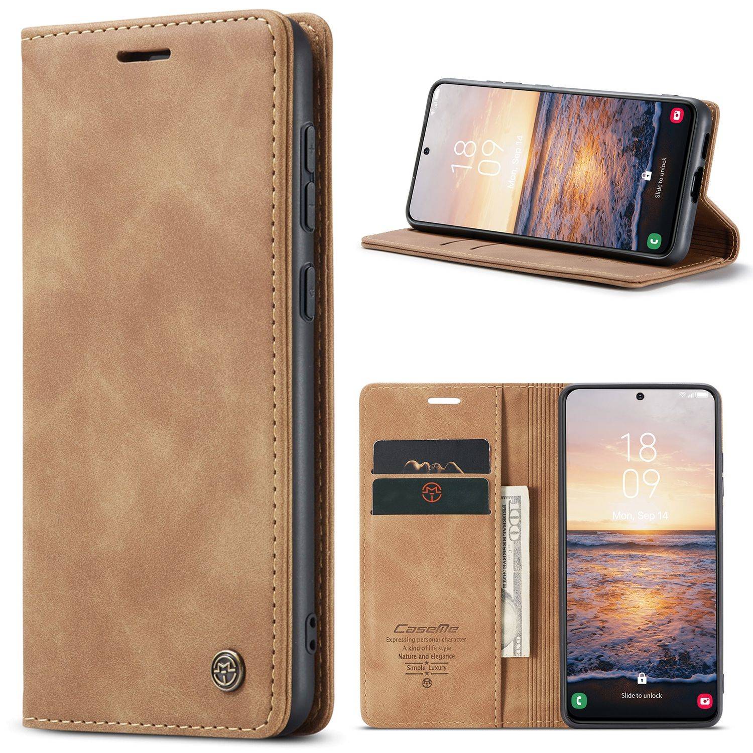 Hülle kompatibel mit Samsung Galaxy S23 Plus Kunstleder Handyhülle - Handy Case Braun